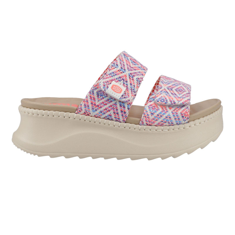 HEYDUDE Delray Slide Surf Baja Polyester Mischung Damen Sandalen In Blau/Rosa/Mehrfarbig