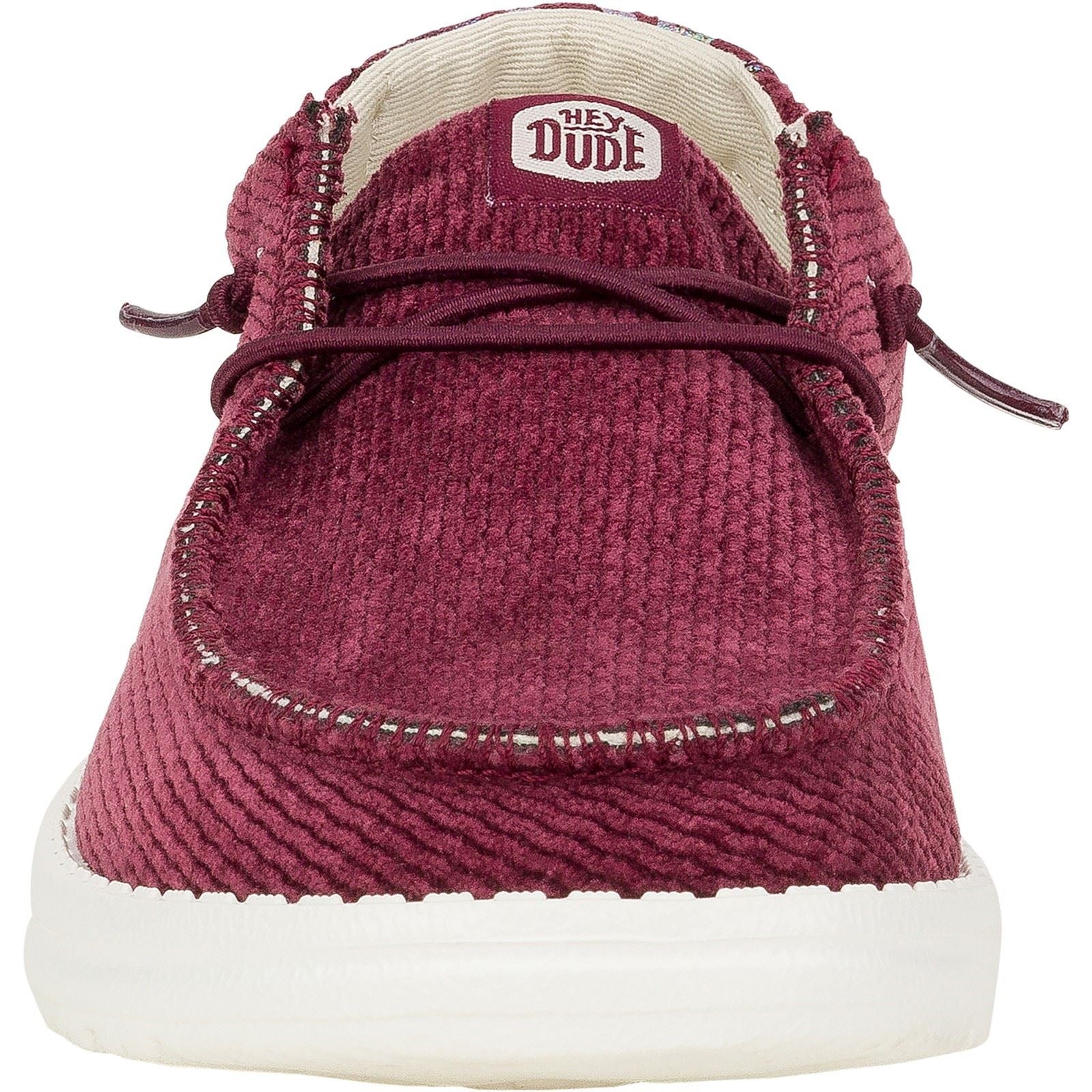 HEYDUDE Wendy Corduroy Leo Polyester Damen Burgunderfarbene Slipper