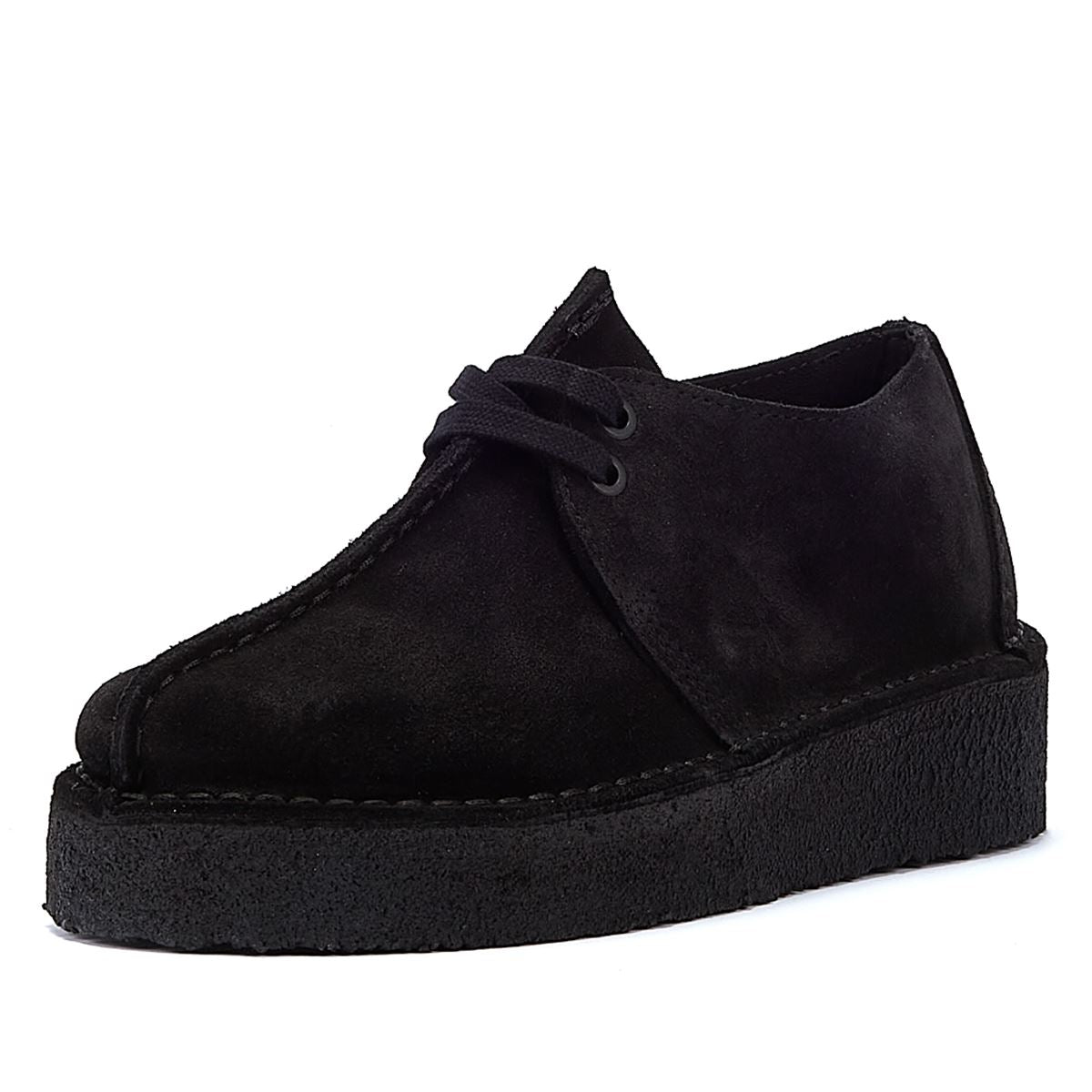 Clarks Trek Wedge Wildleder Damen Schwarze Komfortschuhe