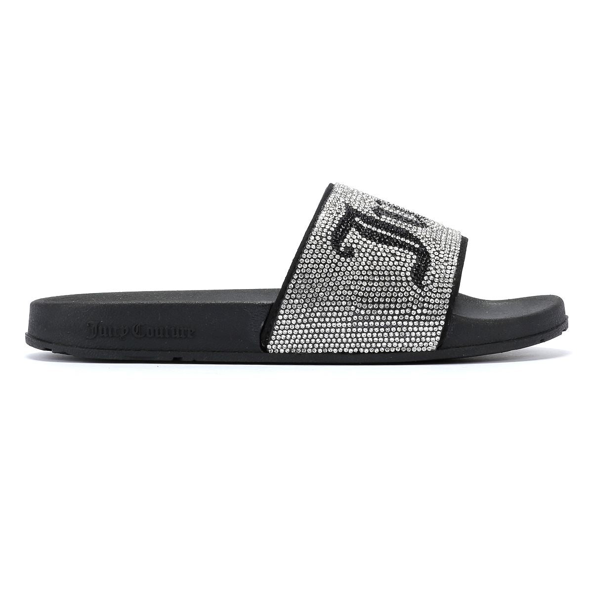 Juicy Couture Donna Diamante Damen Schwarze Pantoletten