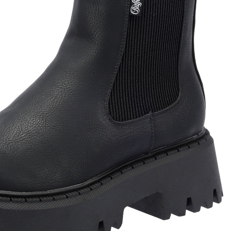 Buffalo Aspen Chelsea Damenlederstiefel In Schwarz