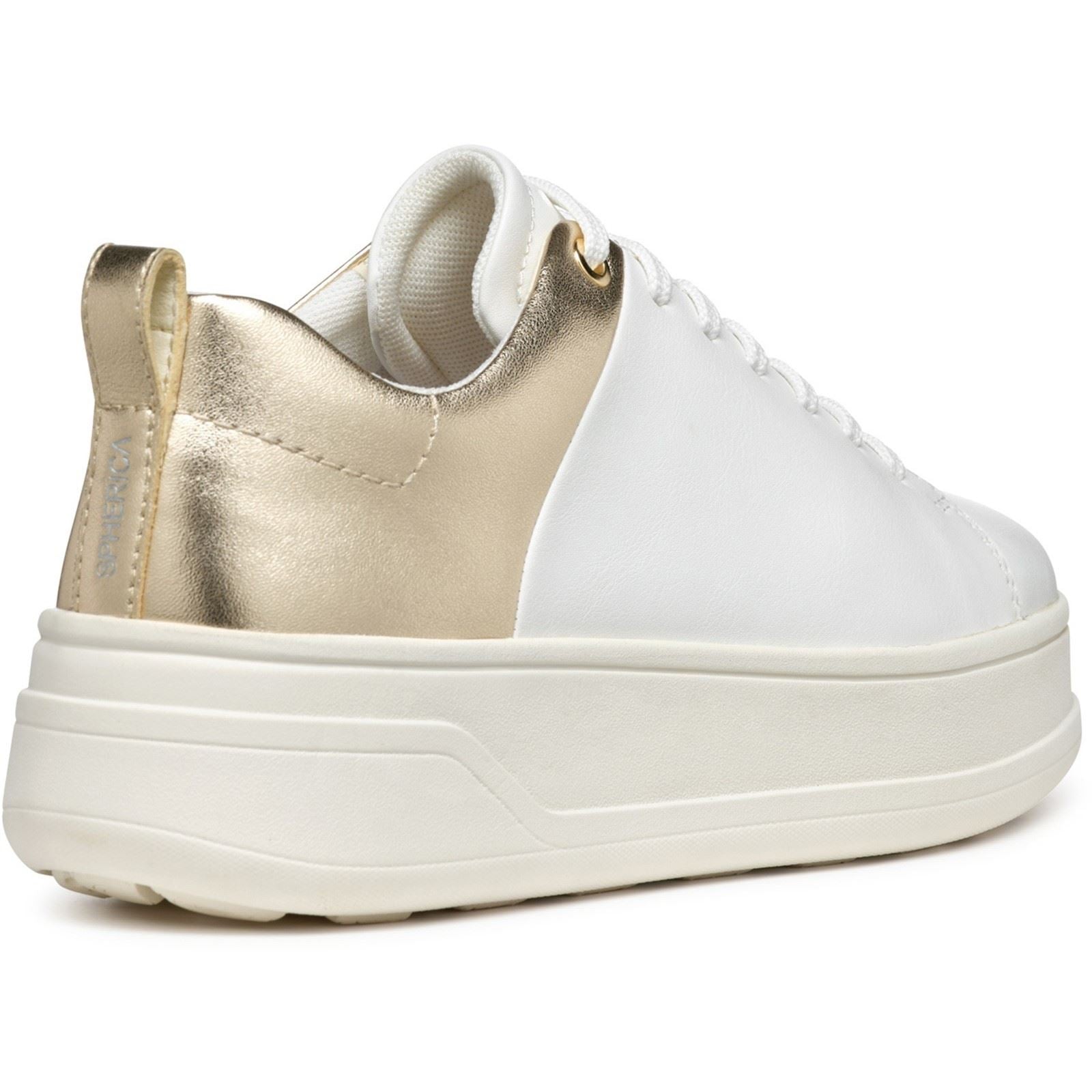 Geox D SPHERICA ECUB-2 Damen Sneaker Weiß/Lichtgold