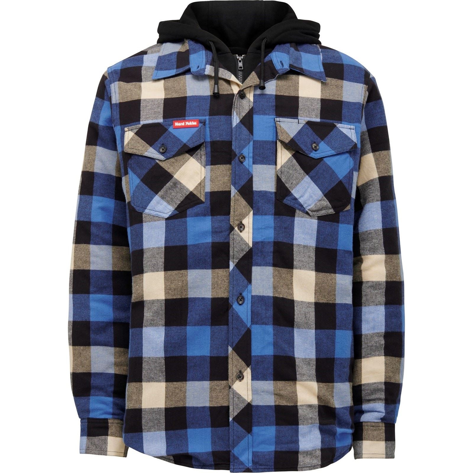 Hard Yakka Quilted Flannel Shacket Herren Blaues Hemd Jacket