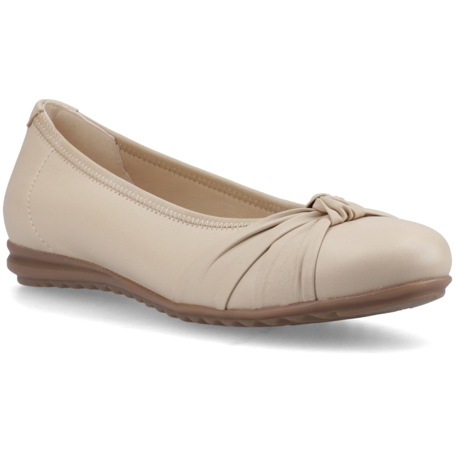 Hush Puppies Lilith Leder Damen Creme Ballerinas