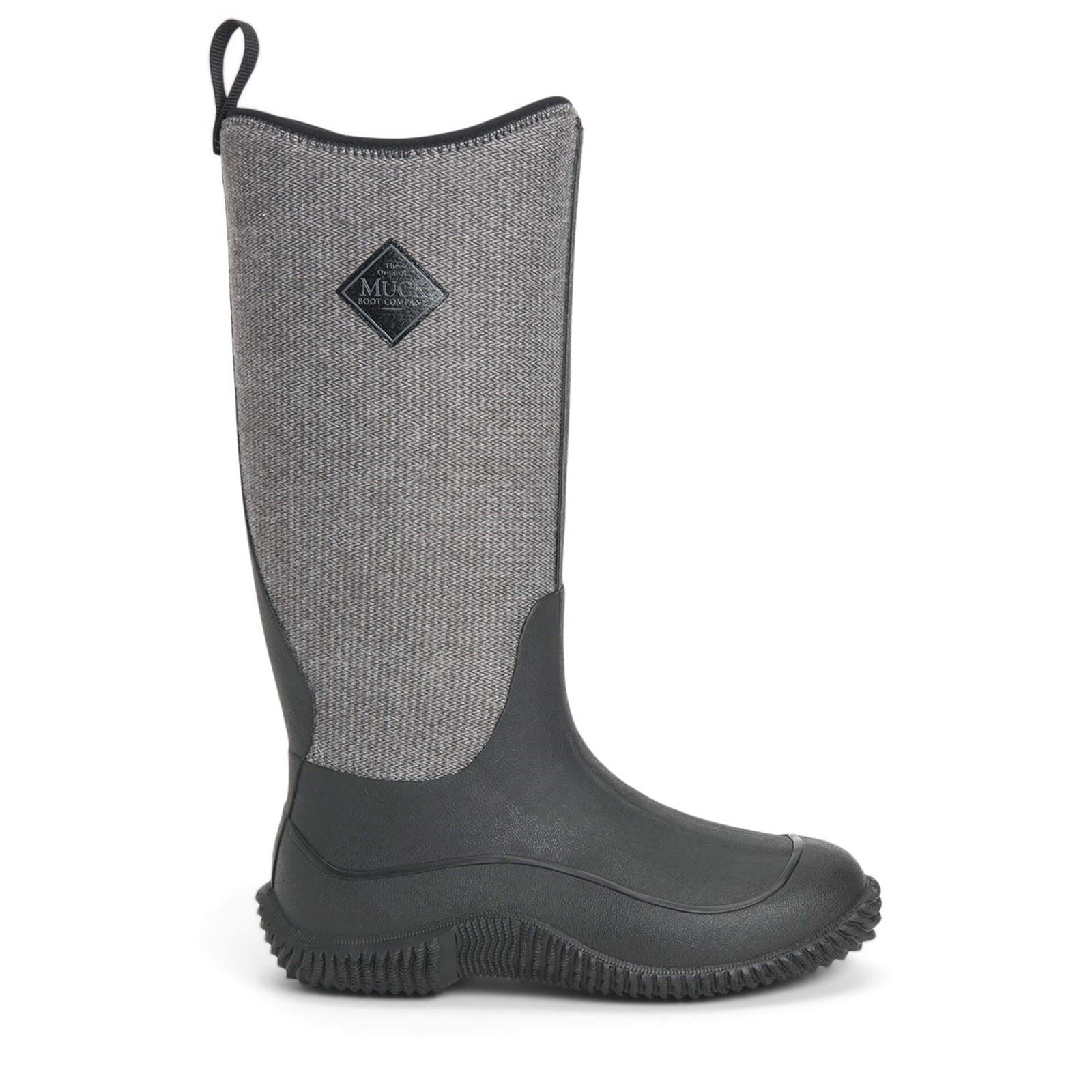 Muck Boots Hale Gummistiefel Schwarz Mit Flauschigem Hahnentrittmuster