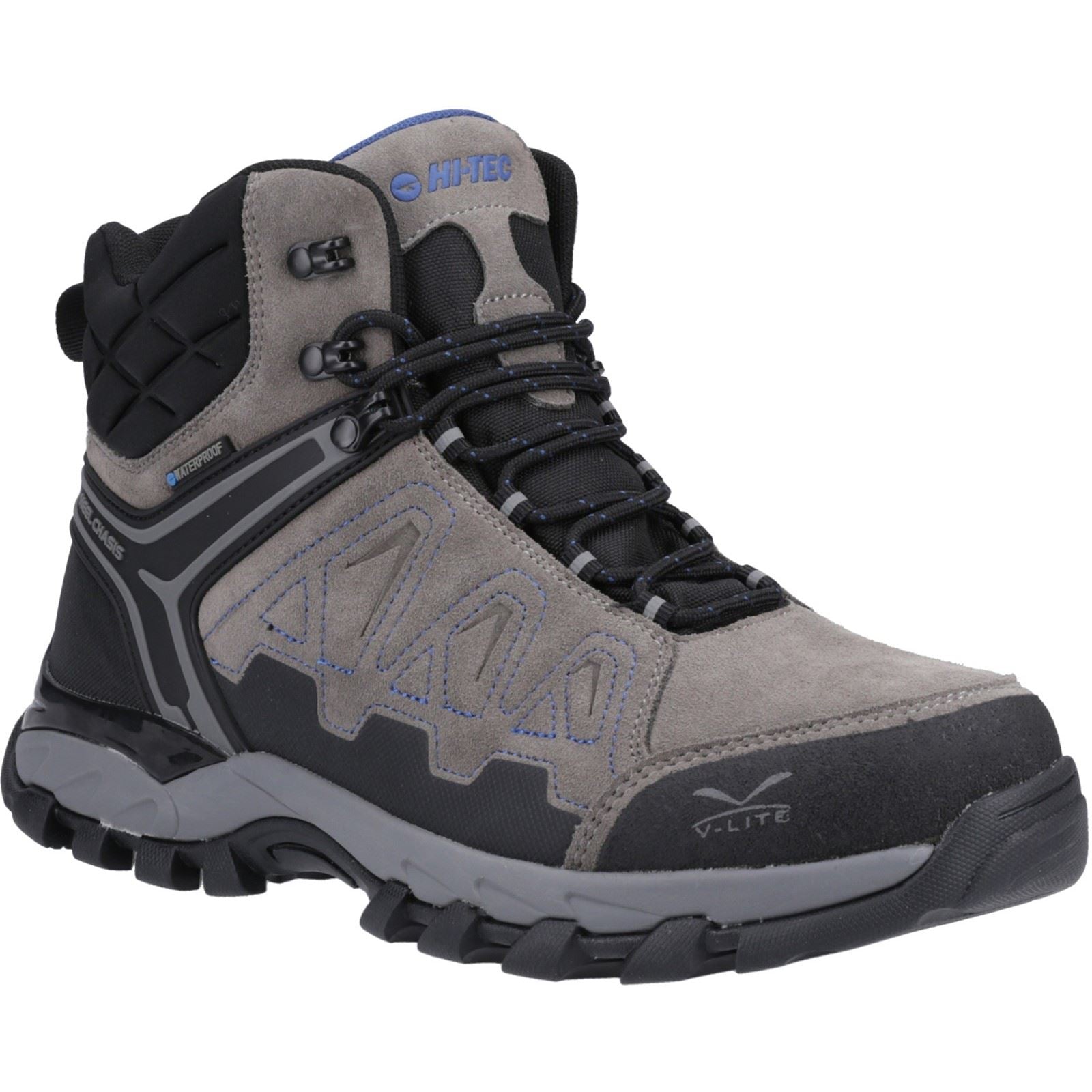 Hi-Tec V-Lite Explorer WP Rinds Wildleder Herren Wanderschuhe In Anthrazit/Grau/Dunkelblau