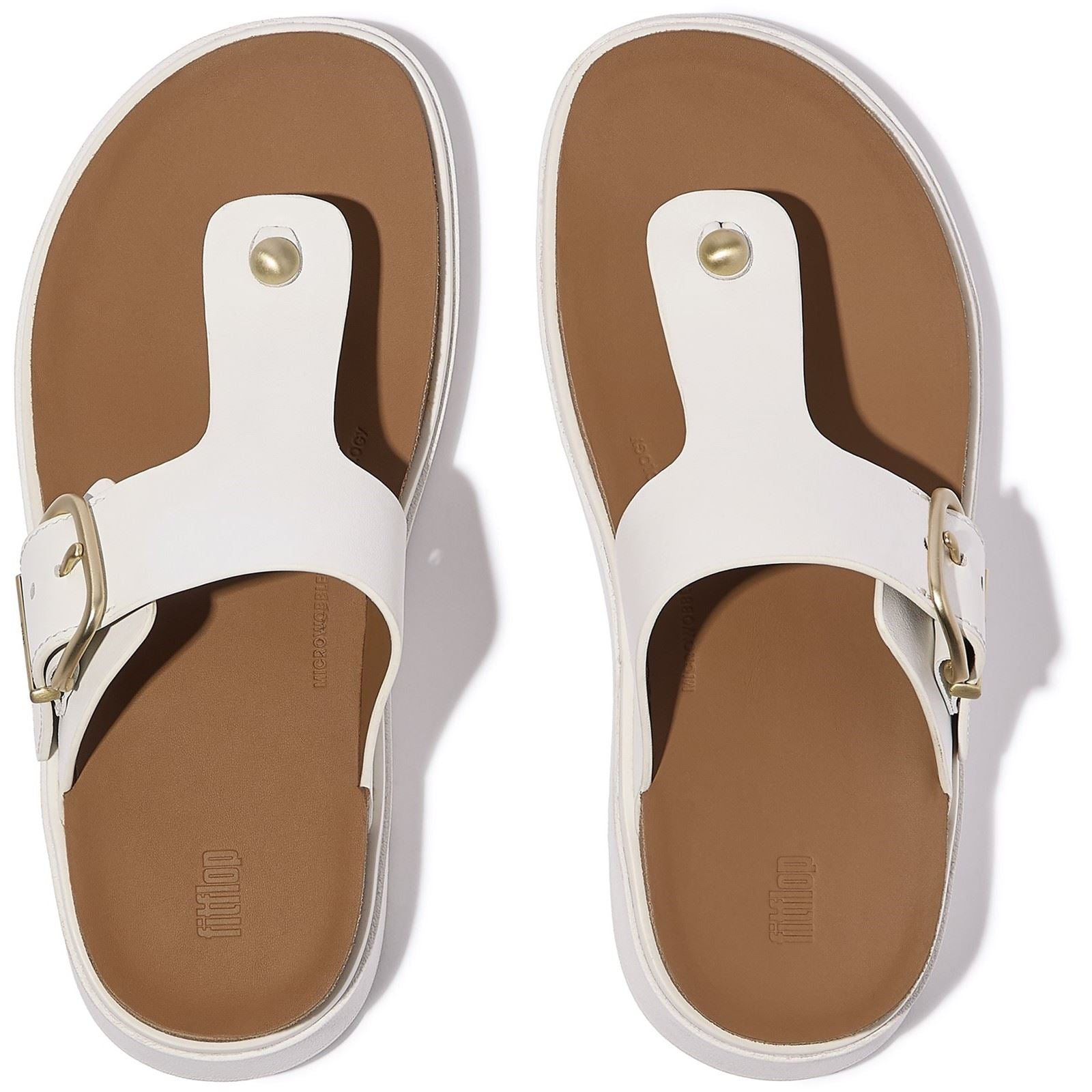 Fitflop Gen-FF Toe-Post Leder Damen Urban Weiße Sandalen