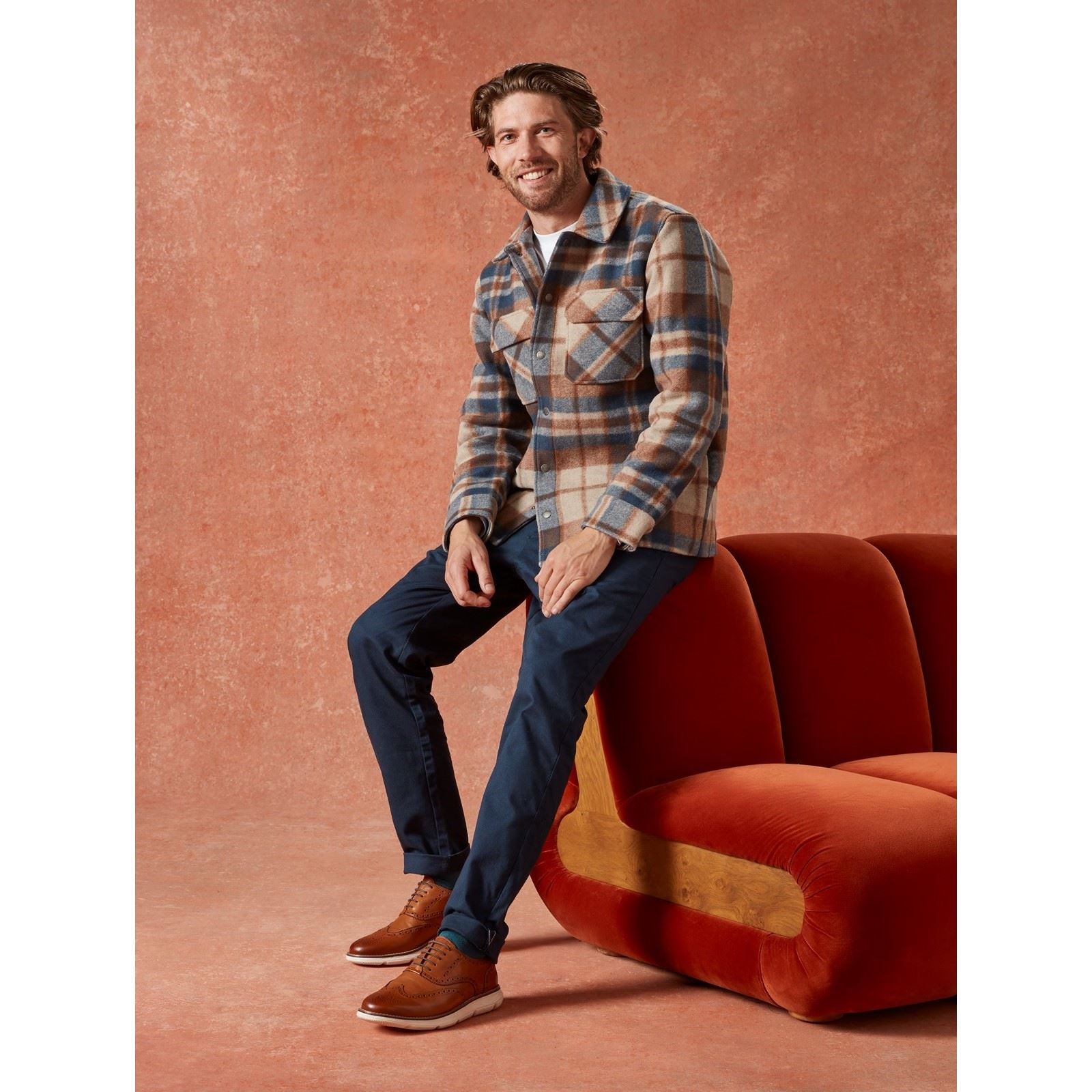 Hush Puppies Zach Herrenschuhe aus Leder in Tan/Weiß mit Lochmuster