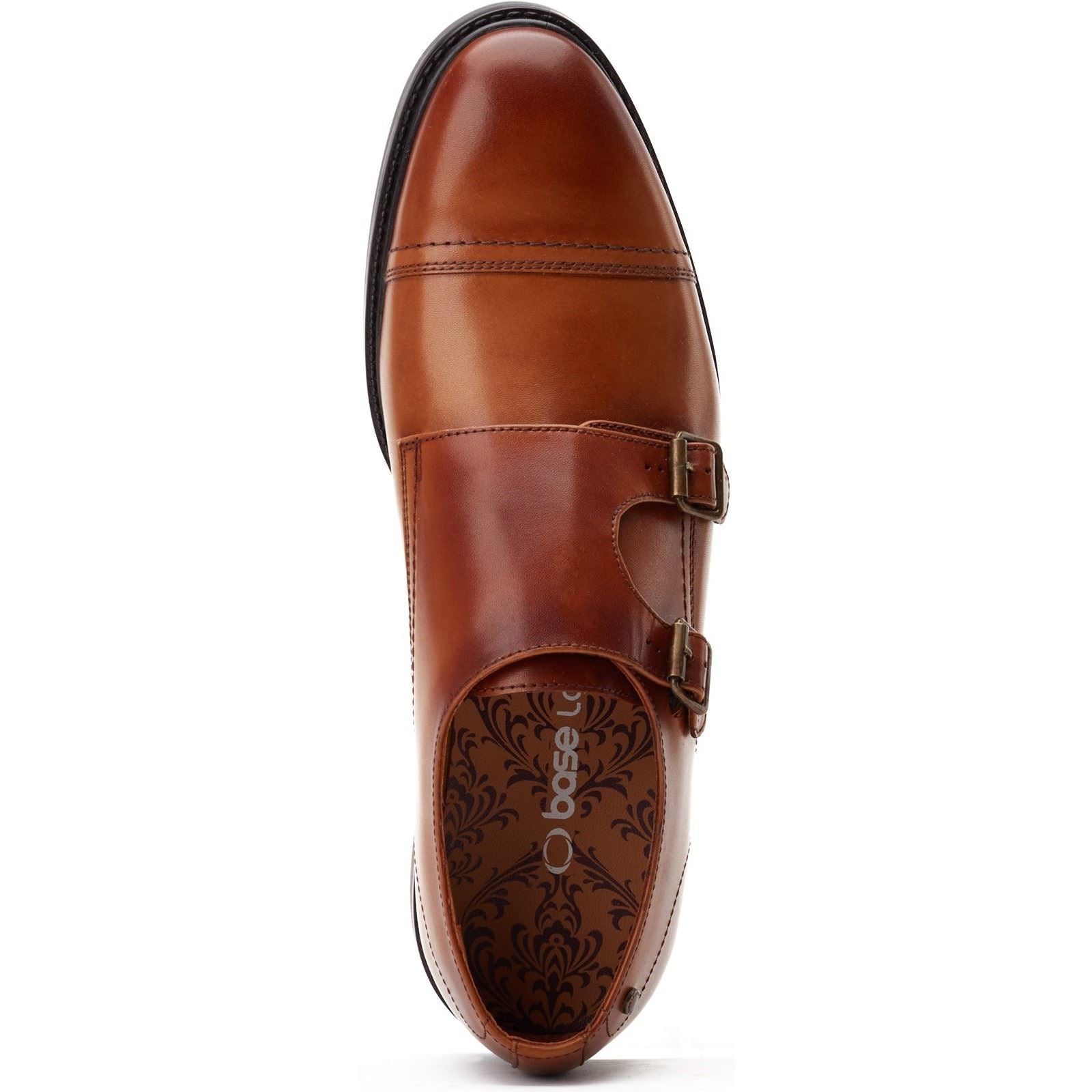 Base London Diablo Leder Herren Verbrannte Tan Doppel Monk Schuhe