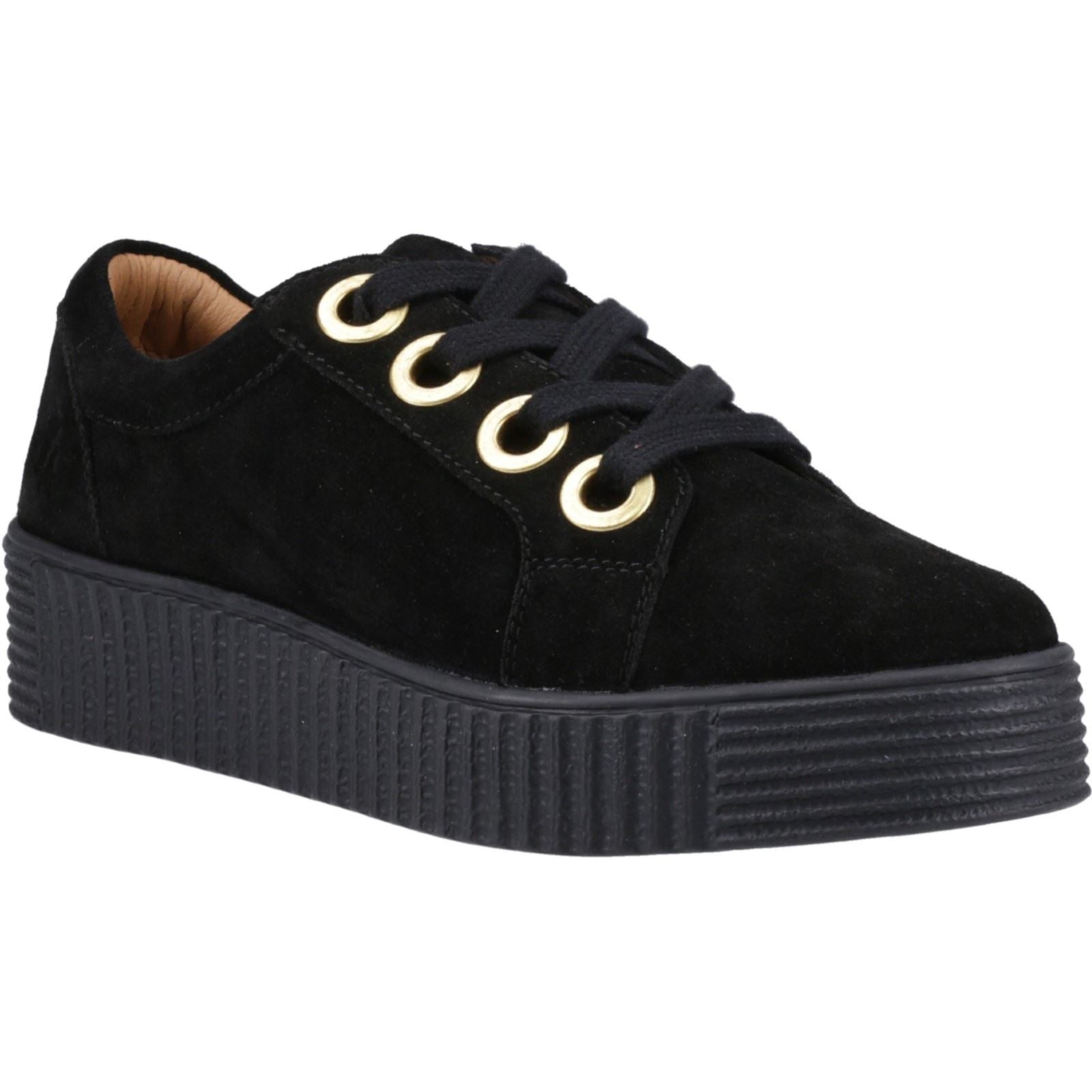 Hush Puppies Tamsin Suede Damenschwarze Turnschuhe