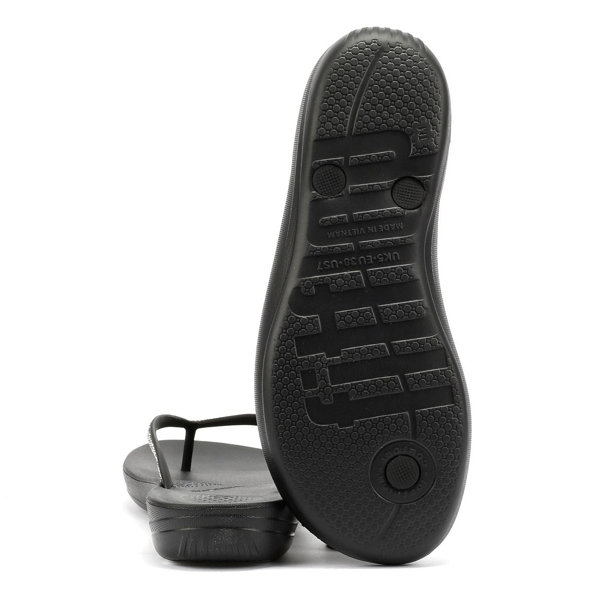 FitFlop Iqushion Sparkle Damen Schwarzgummi Zehentrenner