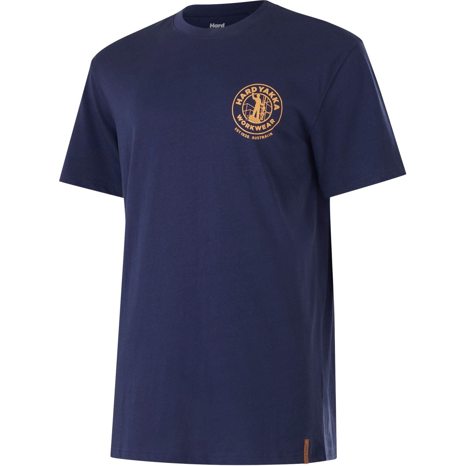 Hard Yakka Heritage Icon Baumwoll Herrenblaue T-Shirts Mit Kurzen Ärmeln