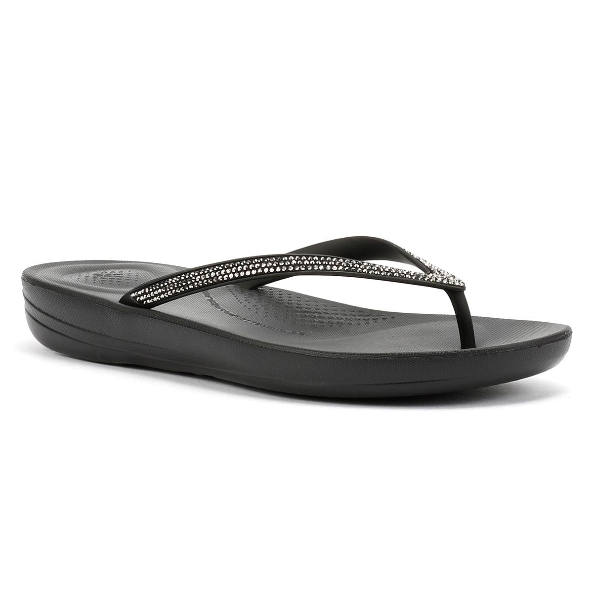FitFlop Iqushion Sparkle Damen Schwarzgummi Zehentrenner
