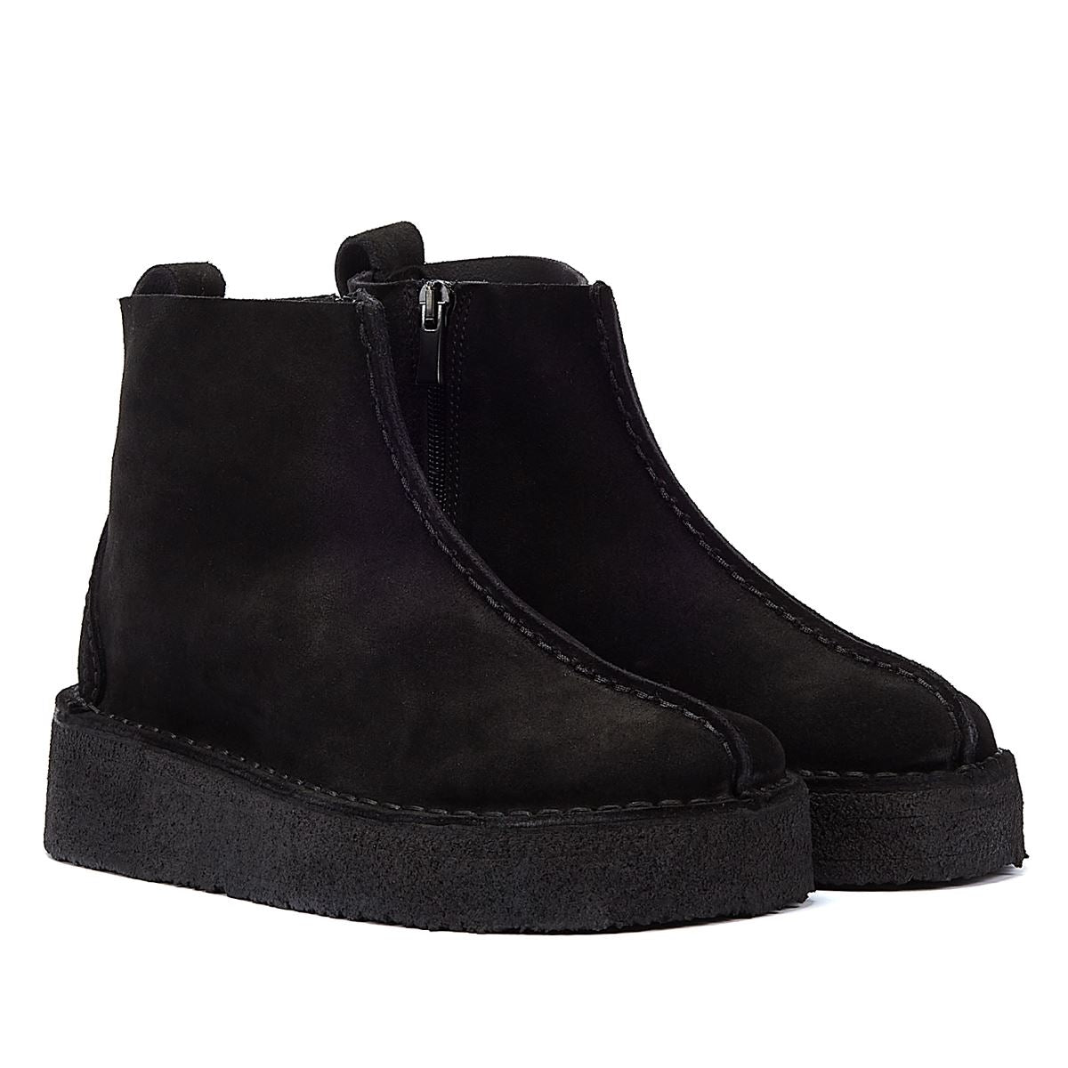 Clarks Originals Trek Keil Wildleder Damenstiefel In Schwarz