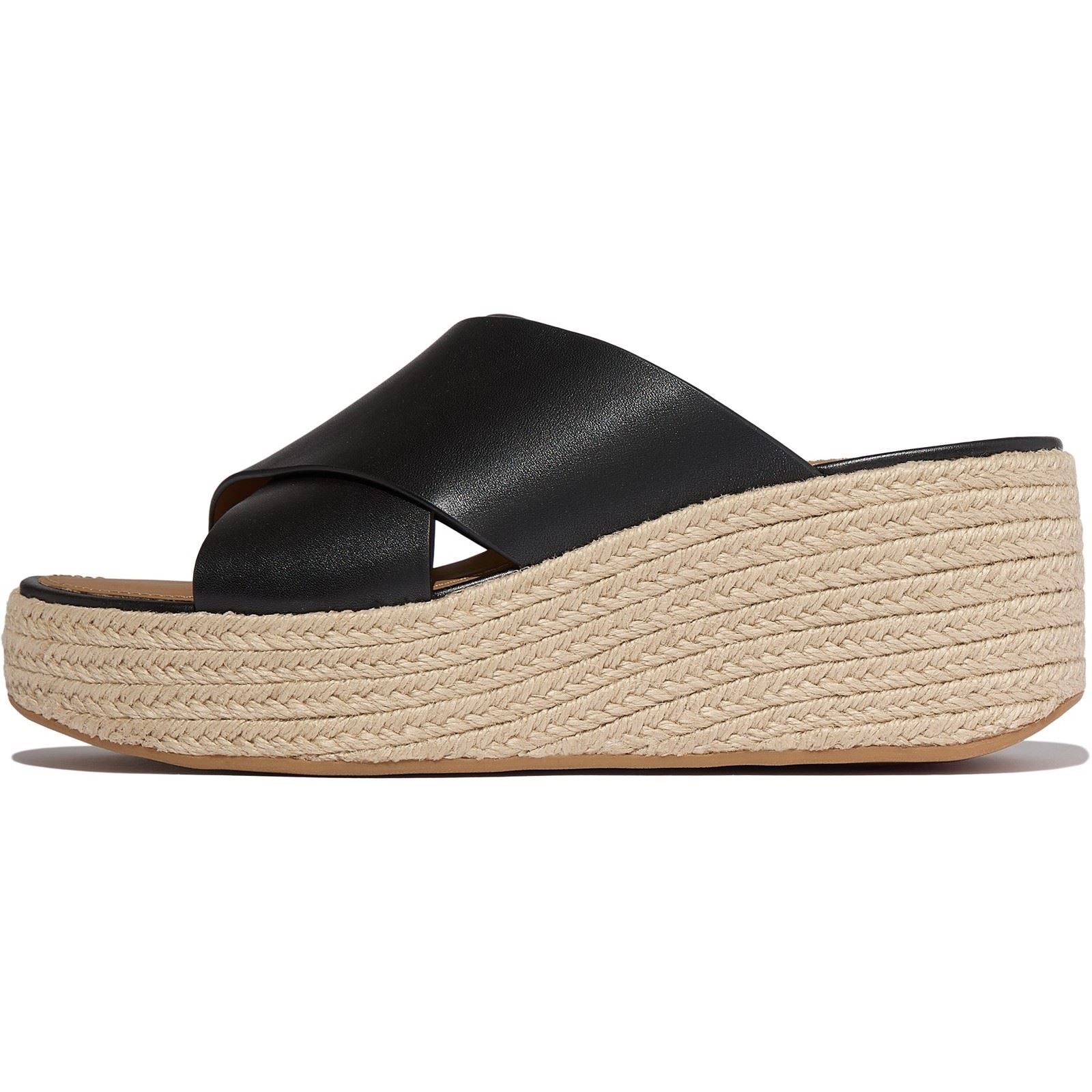 Fitflop Platfforms Leder Damen Schwarze Sandalen