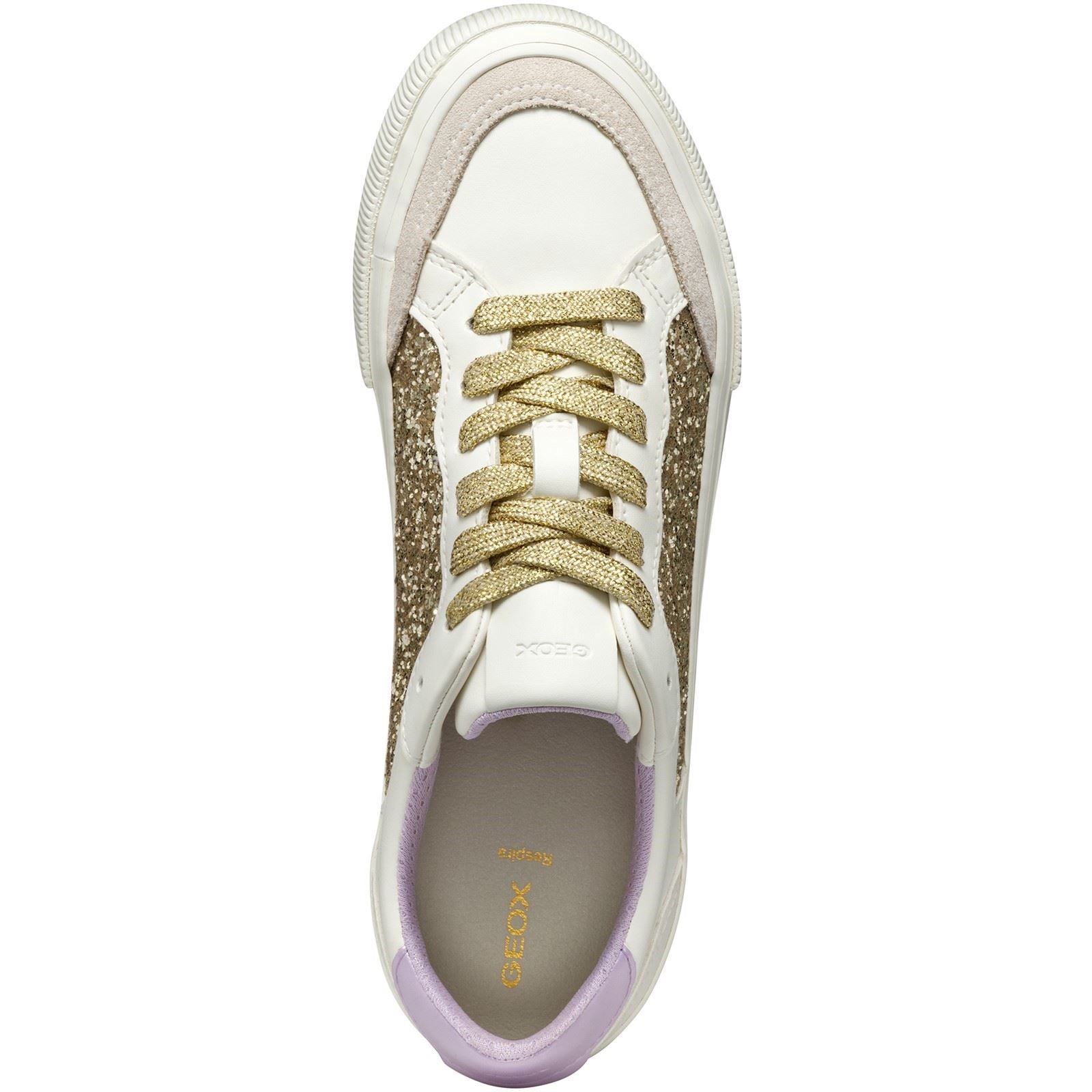 Geox D EMMELENY Damen Sneaker In Optik Weiß/Lichtgold