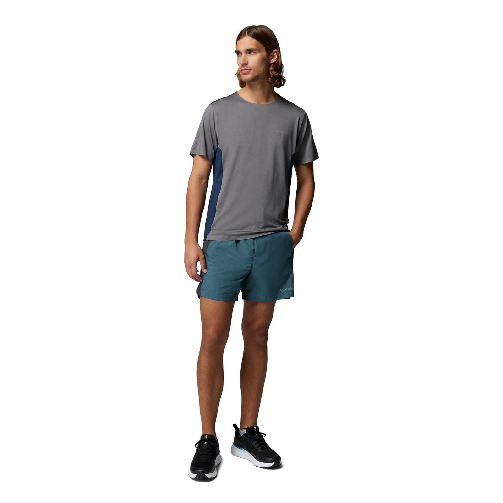Columbia Three Pitch SS Crew Polyester Herren Graue Activewear T-Shirts
