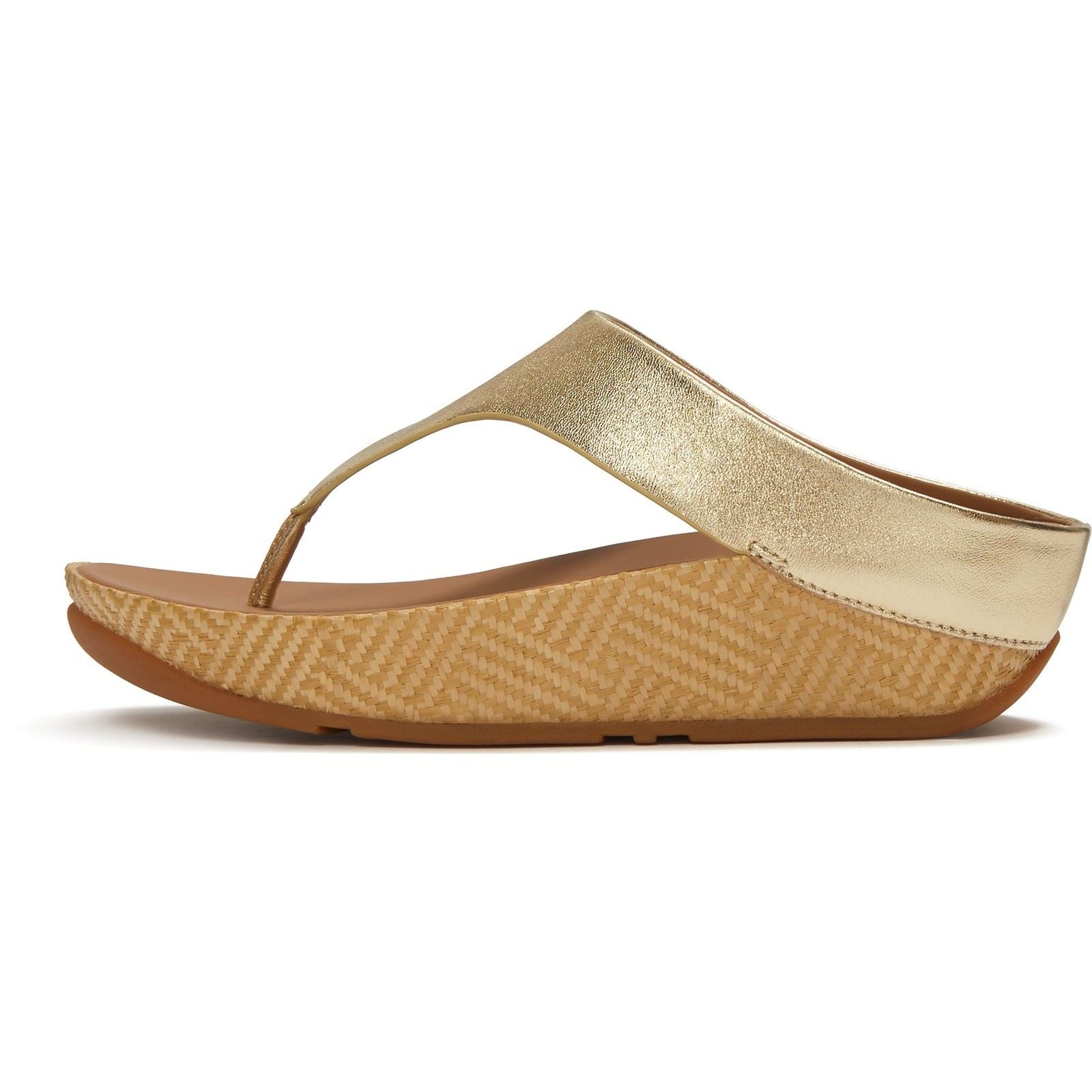 Fitflop Lulu Lux Graphic-Weave Toe-Post Leder Damen Platino Sandalen