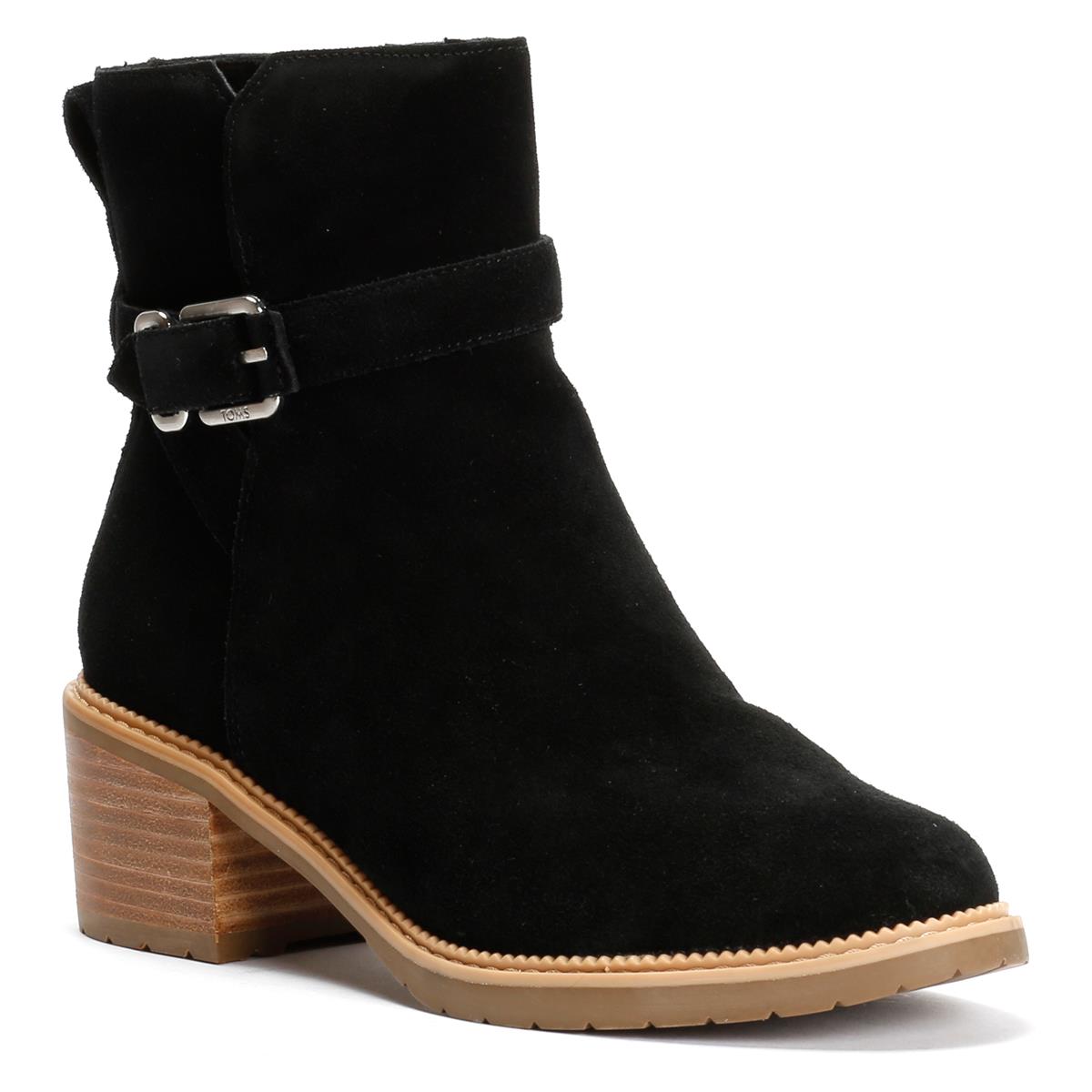 TOMS Hailey Buckle Wildlederschwarze Damenstiefel