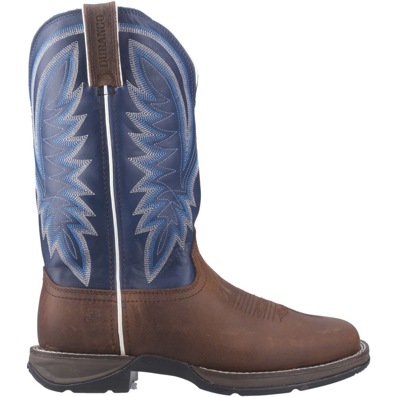Durango Rebel Leder Herren Sattelbraun/Denim Blaue Stiefel