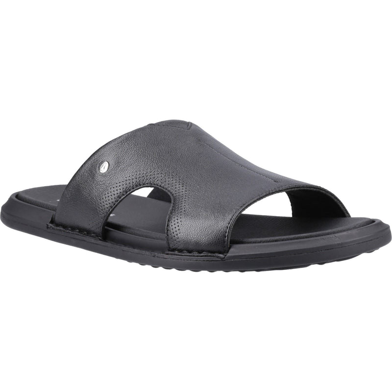 Hush Puppies Callum Slide Herren Sandalen Aus Schwarzem Leder