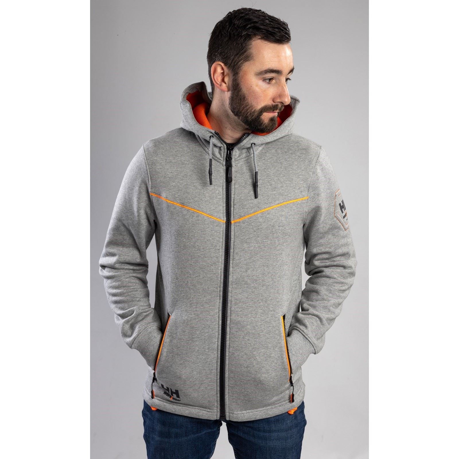 Helly Hansen Workwear Chelsea Evolution Baumwoll Herren Graues Kapuzensweatshirt