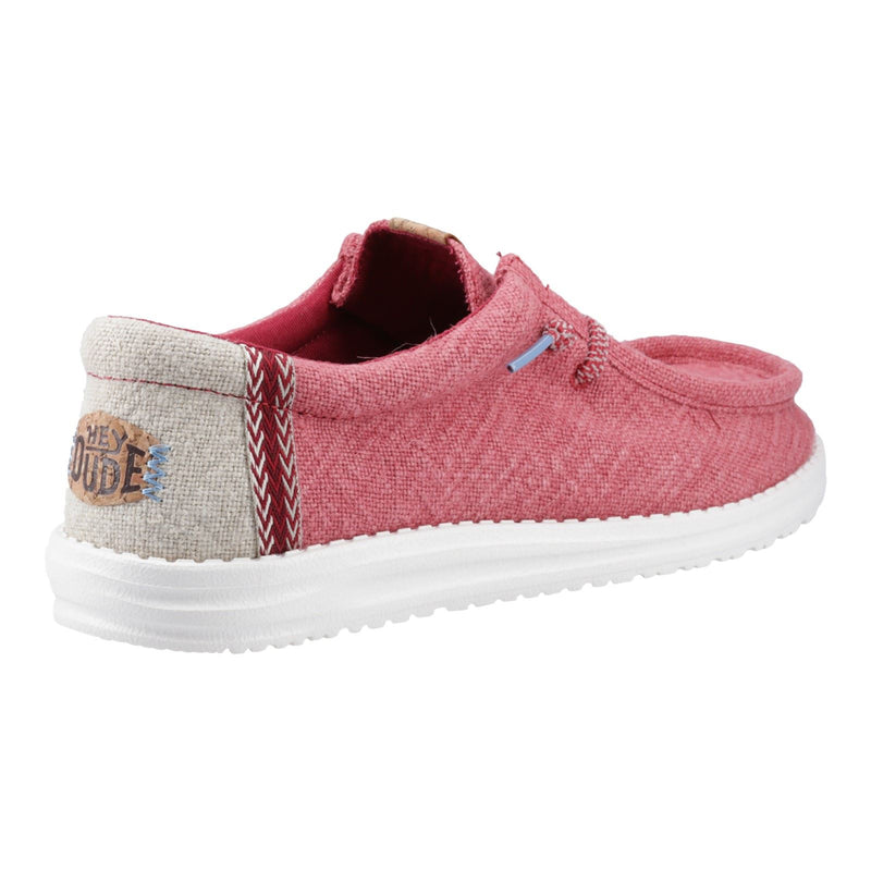 HEYDUDE Wally Jute Herren Mokassin Schuhe Aus Jute In Rot Bordeaux/Silberbirke