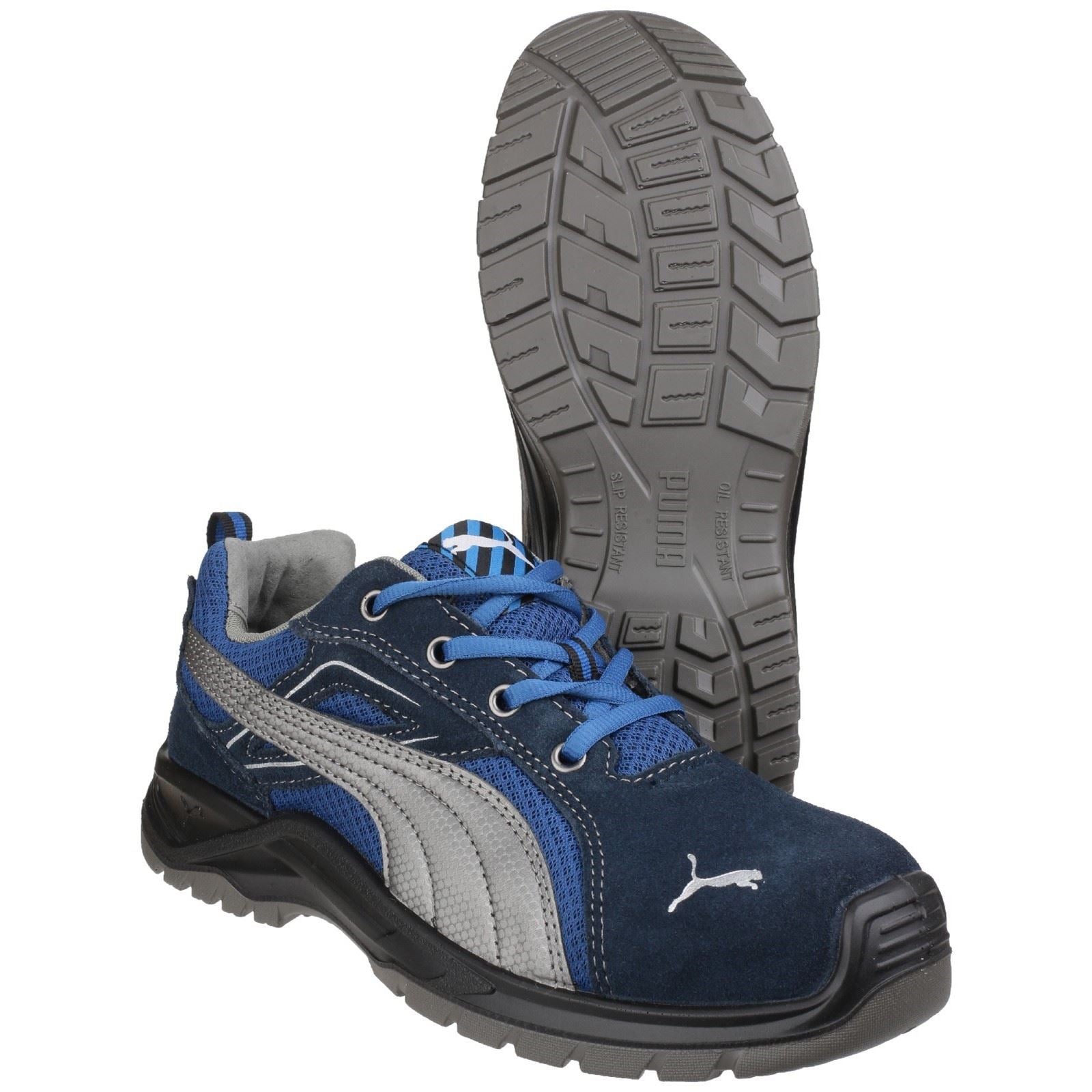 Puma Safety Omni Sky Low Wildleder+Textil Blaue Sicherheitssneaker