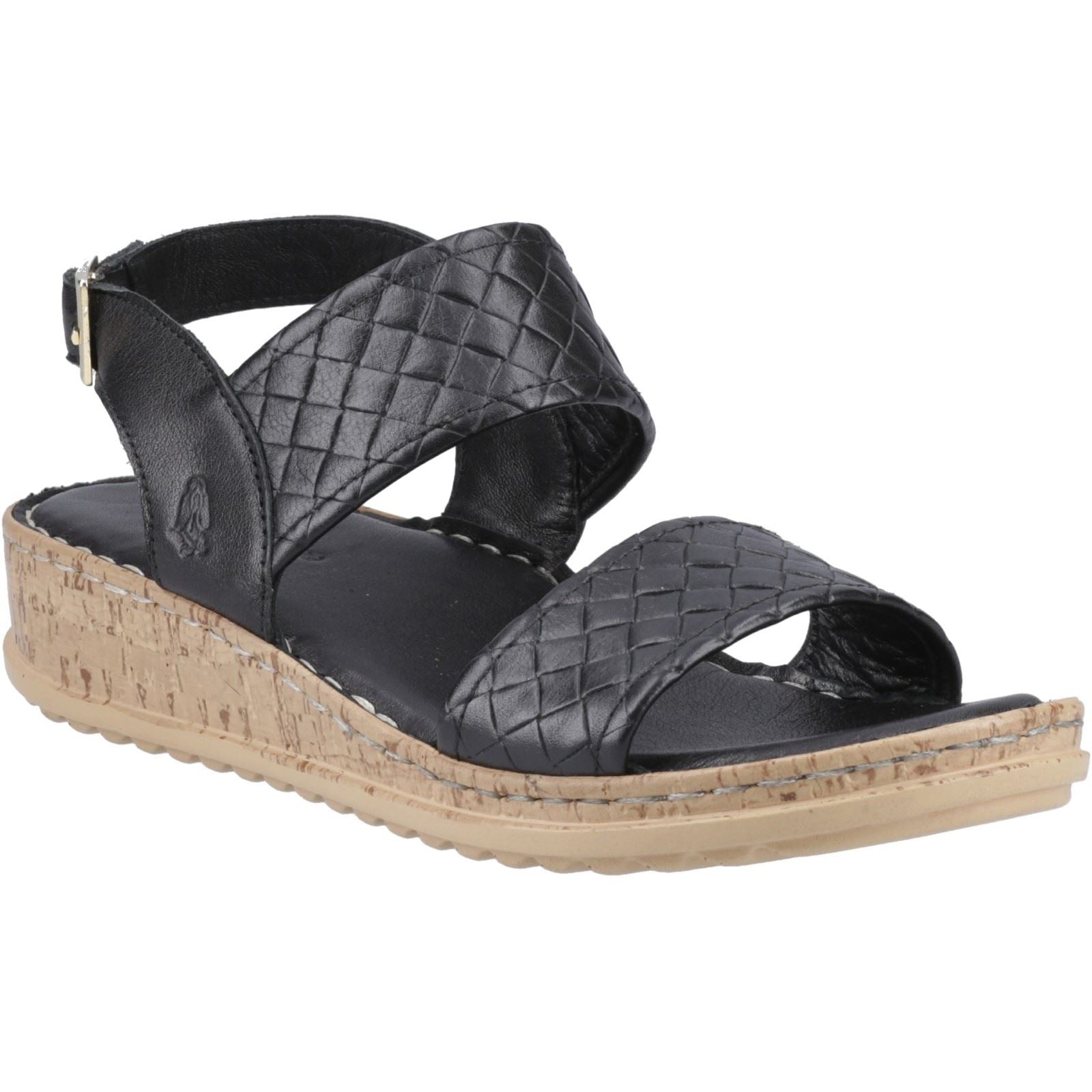 Hush Puppies Ebony Wide Fit Damen Sandalen Aus Schwarzem Leder