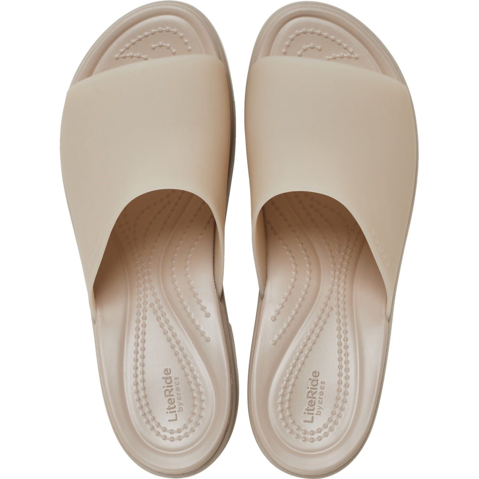 Crocs Brooklyn Slide Heel Damen Sandalen In Taupe