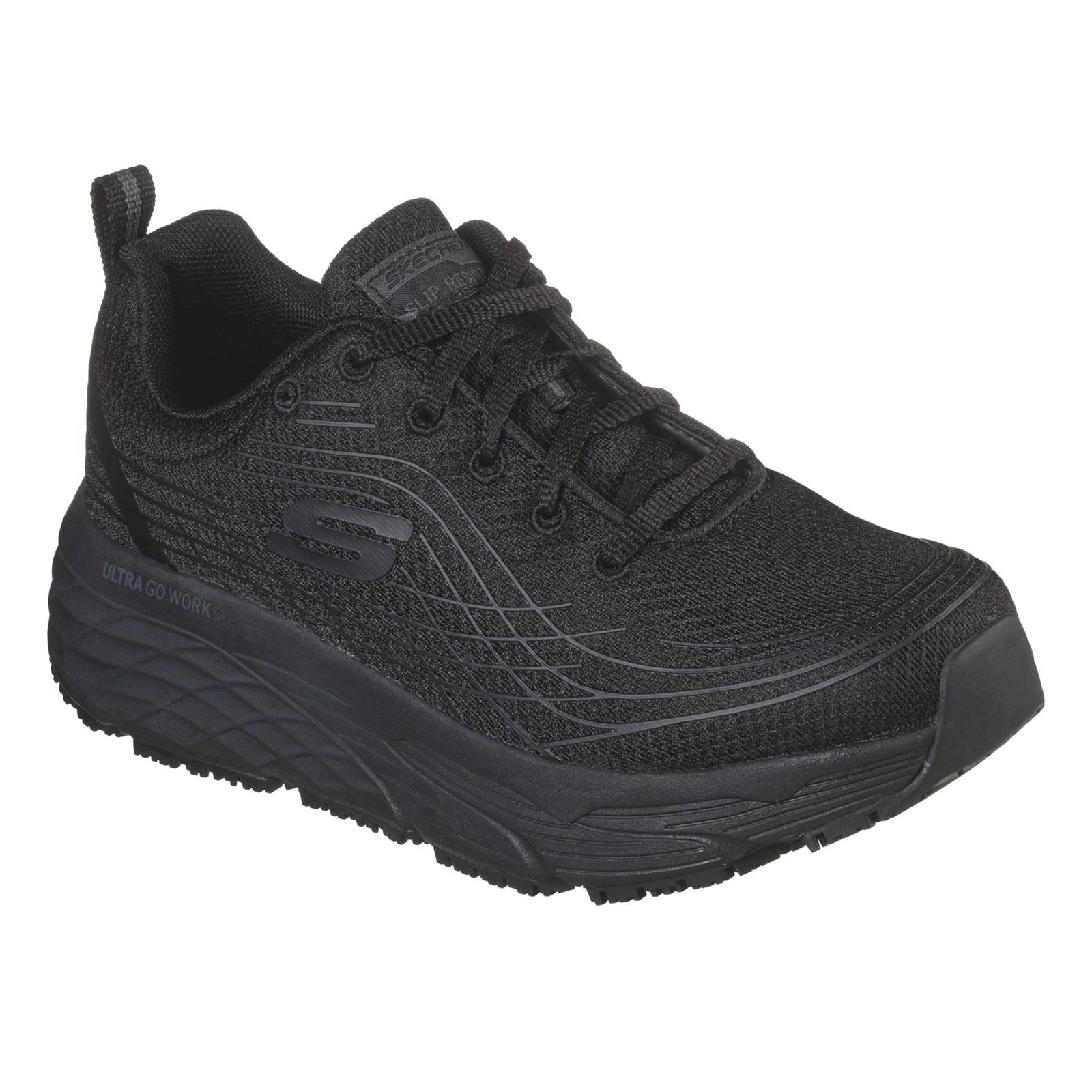 Skechers Workwear Max Cushioning Elite Sr Textil Damen Schwarze Sicherheits Sneakers