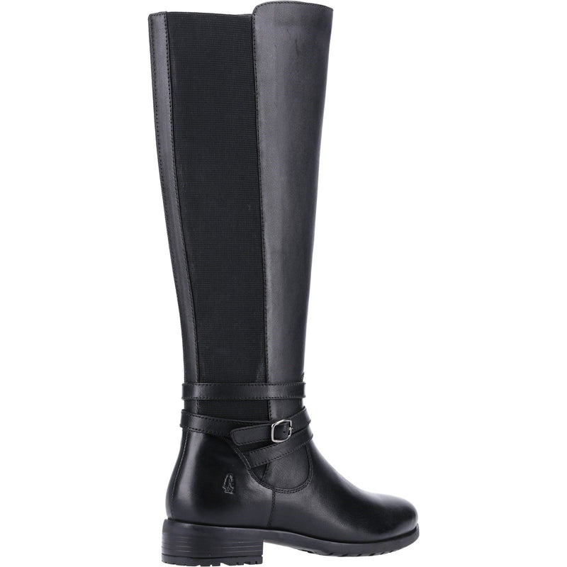 Hush Puppies Vanessa Damen Stiefel aus schwarzem Leder mit hohem Absatz bis zum Knie
