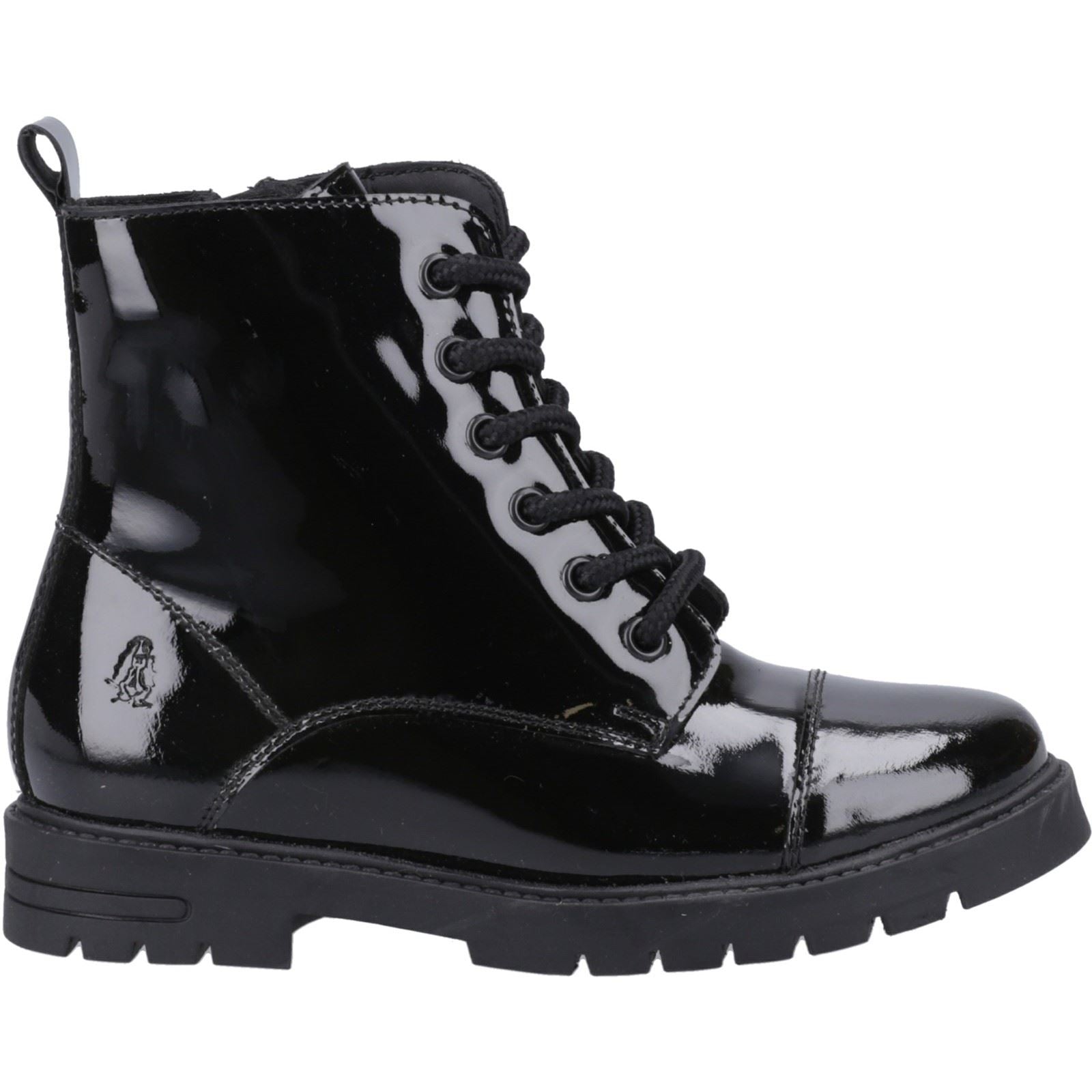 Hush Puppies Lauren Patent Junior Mädchen Schwarze Farbe Lederstiefel