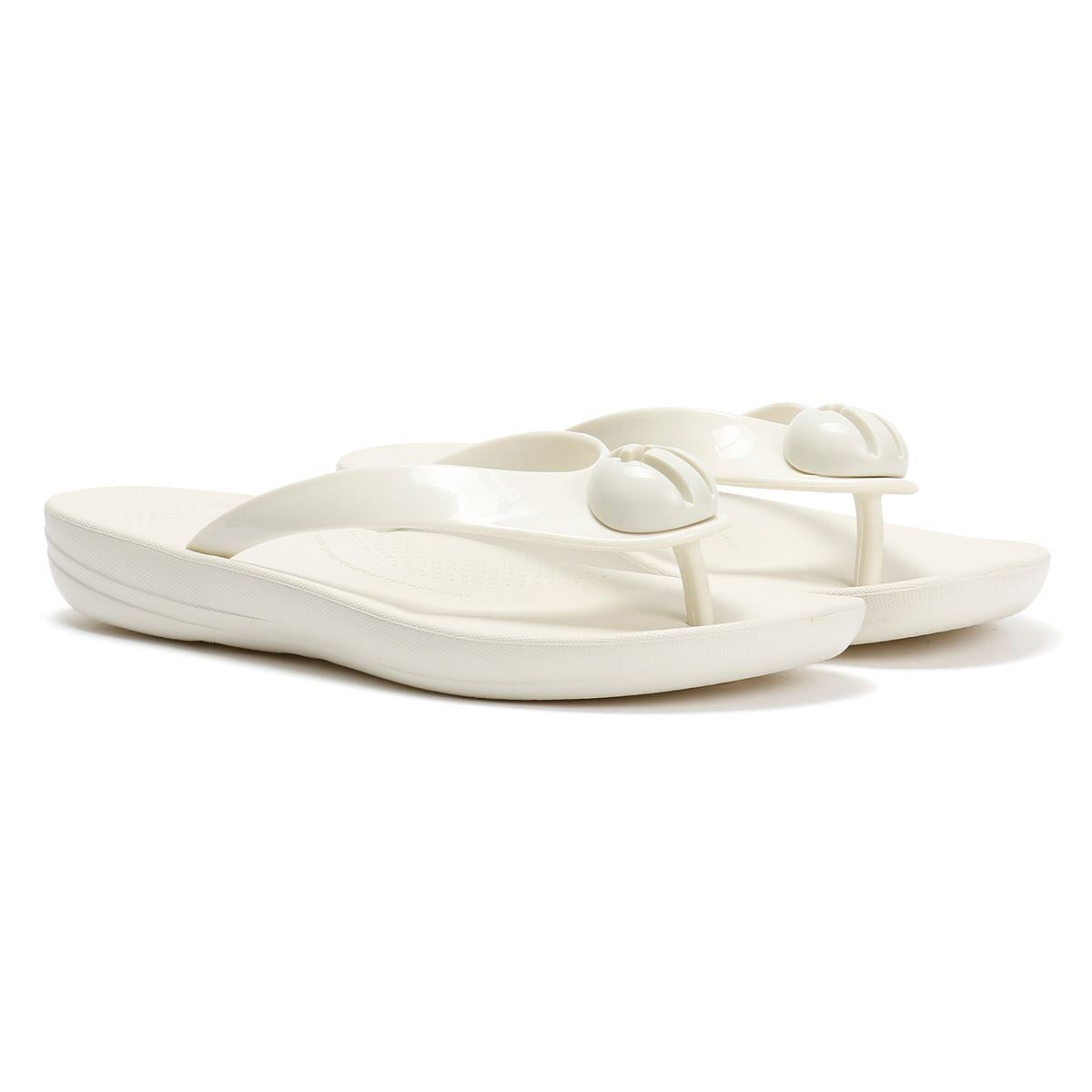 FitFlop Iqushion Glossy Button Damen Flip-Flops In Weiß