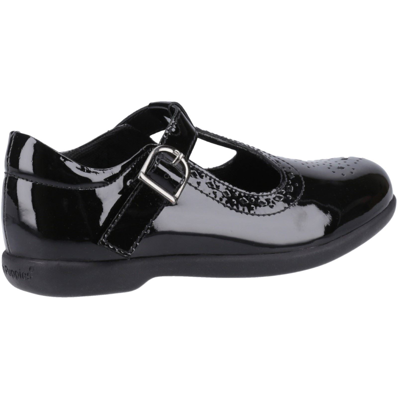 Hush Puppies Britney Patent Junior Mädchenschuhe Aus Schwarzem Leder