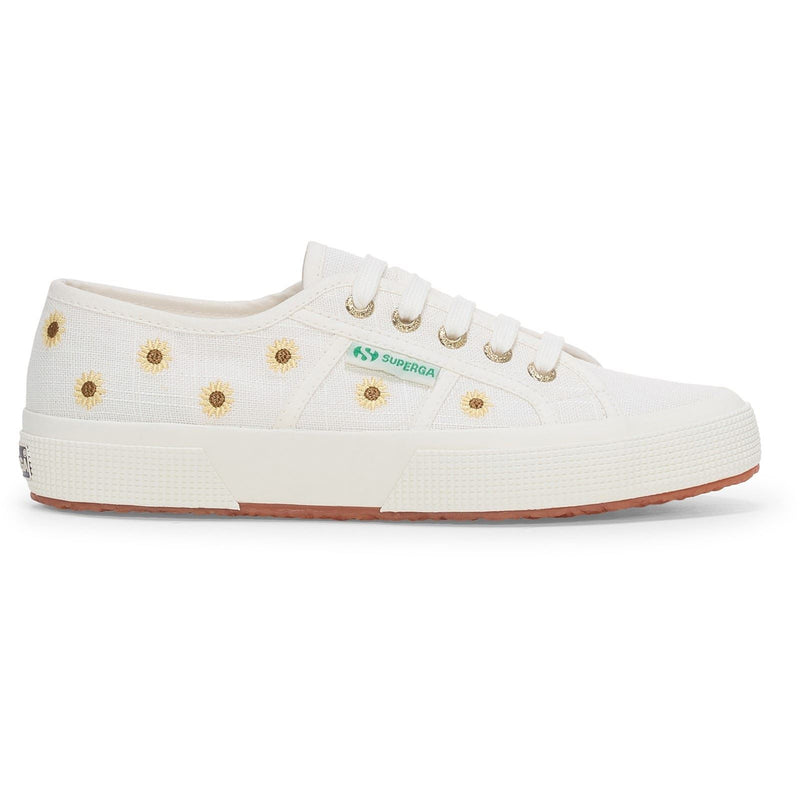 Superga Embroidery Linen Sunflower Damen-Sneaker Aus Leinen In Weiß