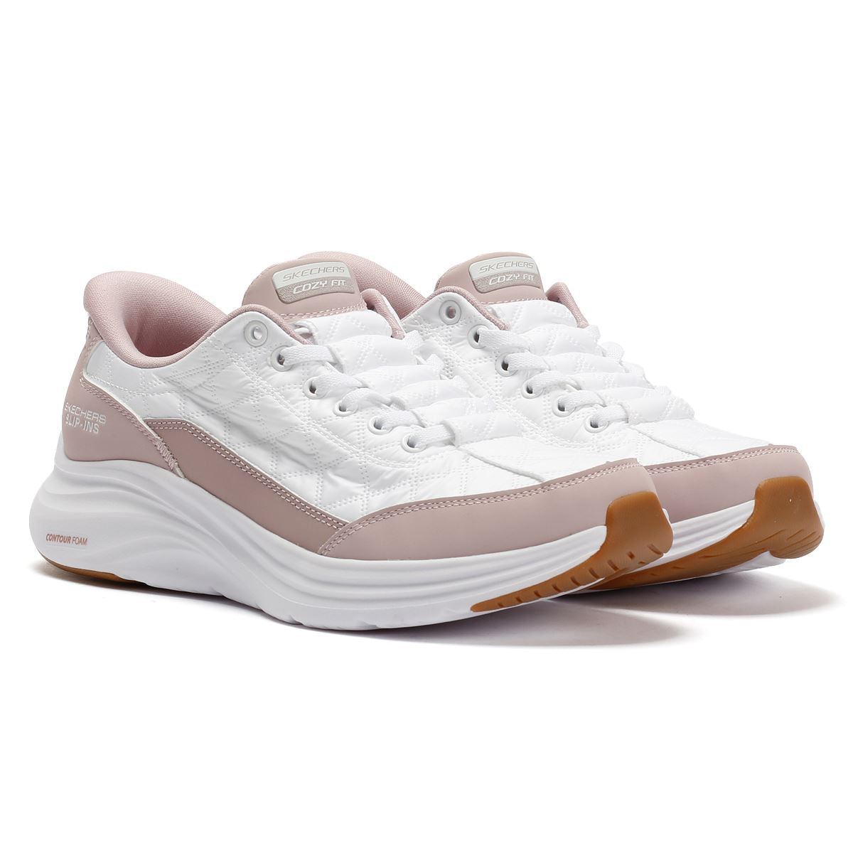 Skechers Slip-Ins Contour Foam Cozy Fit Damen Weiße Sneakers