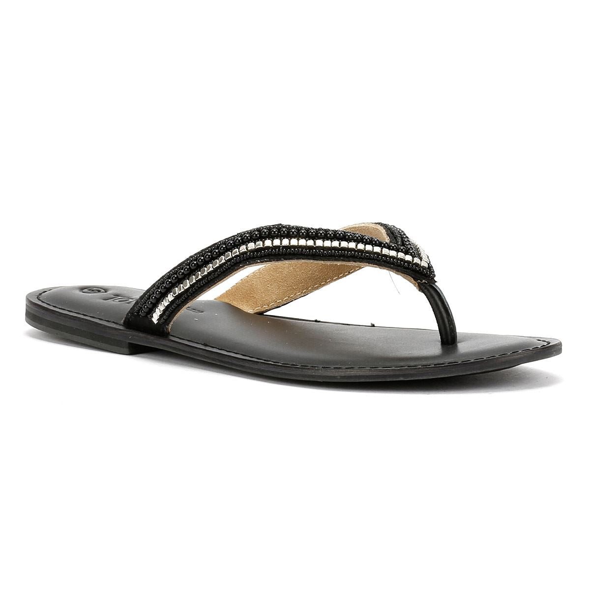 Tower London Metallic Bead Thong Damen Schwarze Farbe Sandalen
