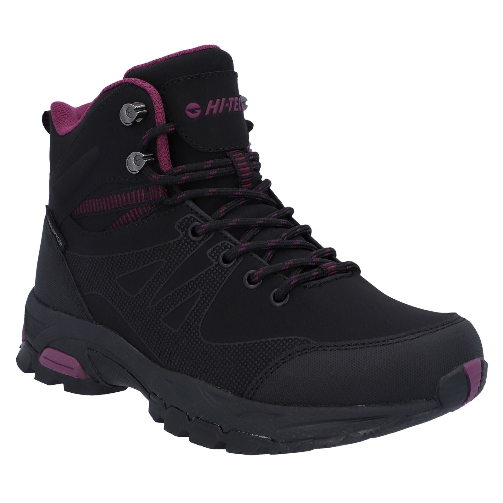 Hi-Tec Jackdaw Mid WP Polyester Damen Schwarz/Burgunder Wanderstiefel