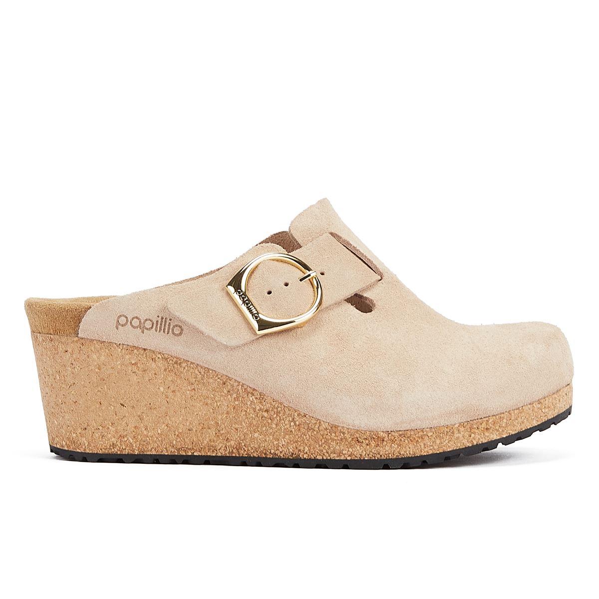 Birkenstock Fanny Ring-Schnallen Wildleder-Warm-Sand Damen-Beige-Wedges