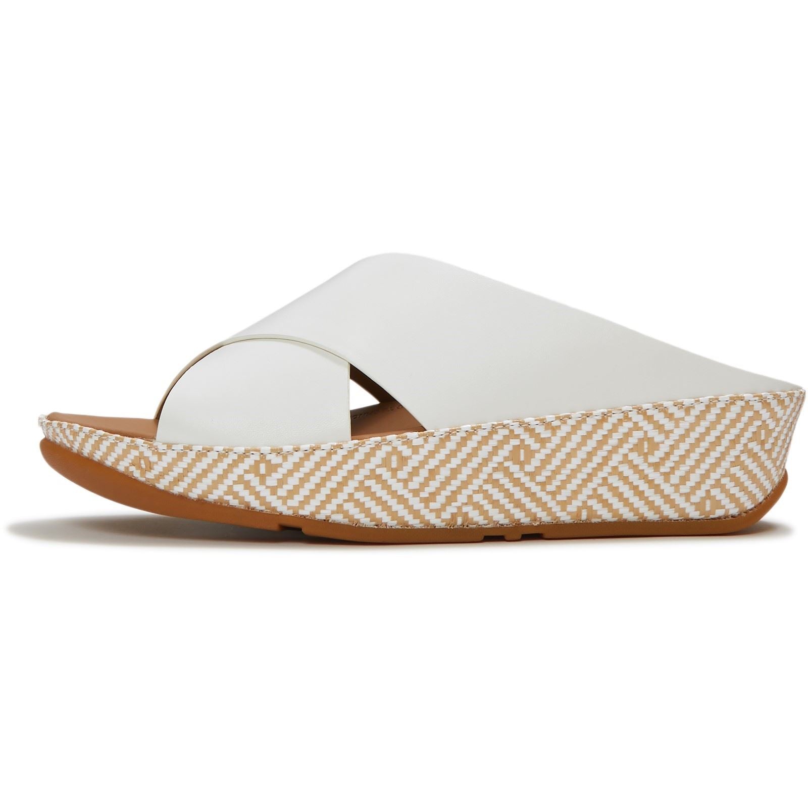 Fitflop Lulu Lux Graphic-Weave Leder Damen Urbane Weiße Sandalen