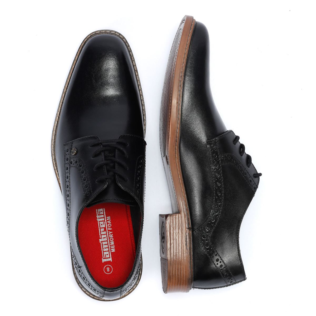 Lambretta Harvey Derby Herren Schwarze Lederschuhe Zum Schnüren