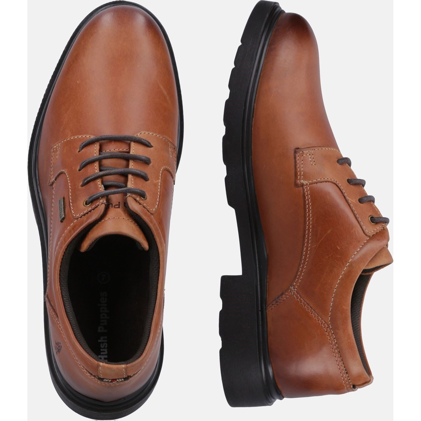 Hush Puppies Pearce Leder-Herrenschuhe In Hellbraun Mit Schnürung