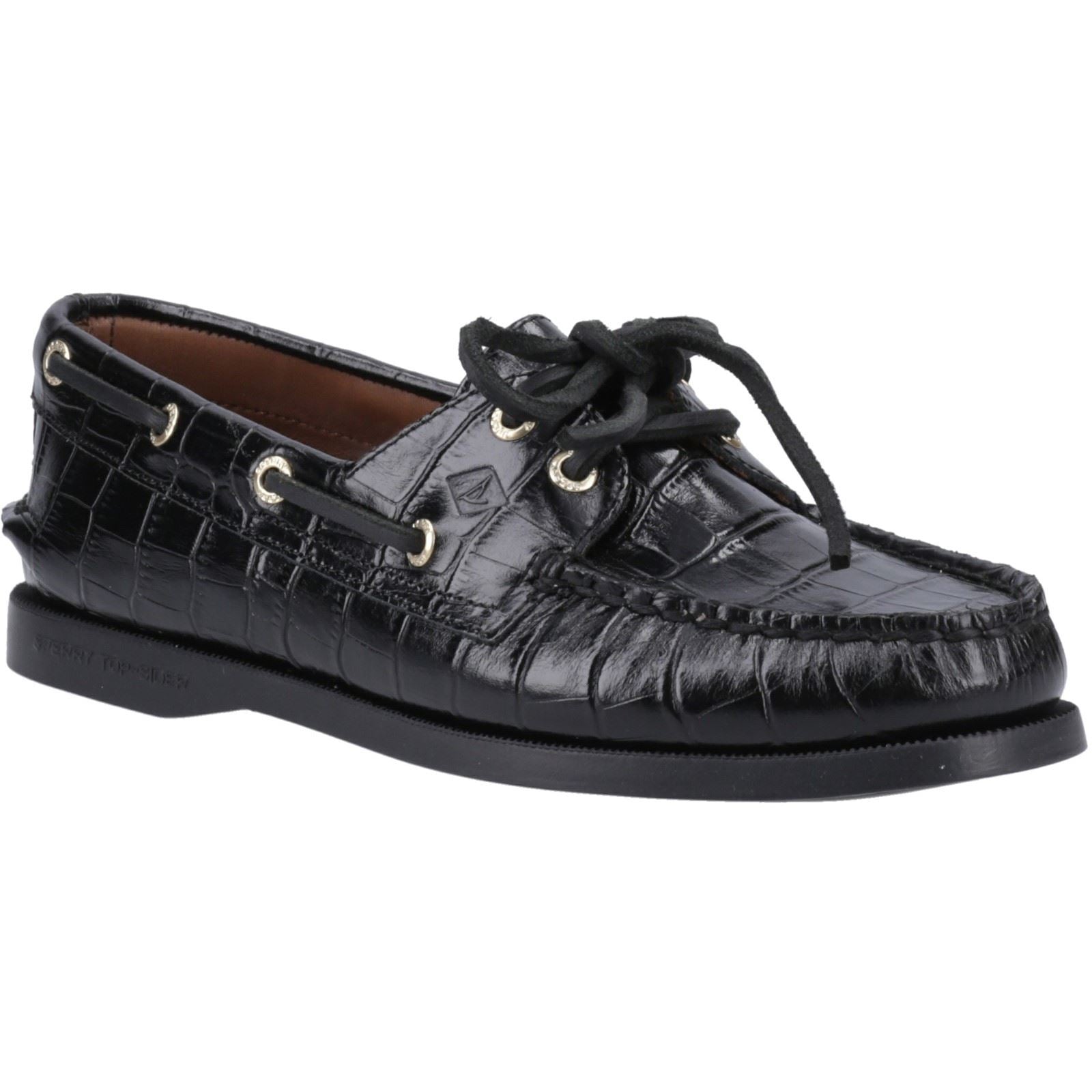 Sperry Authentic 2 Eye Damen Bootsschuhe Aus Schwarzem Leder