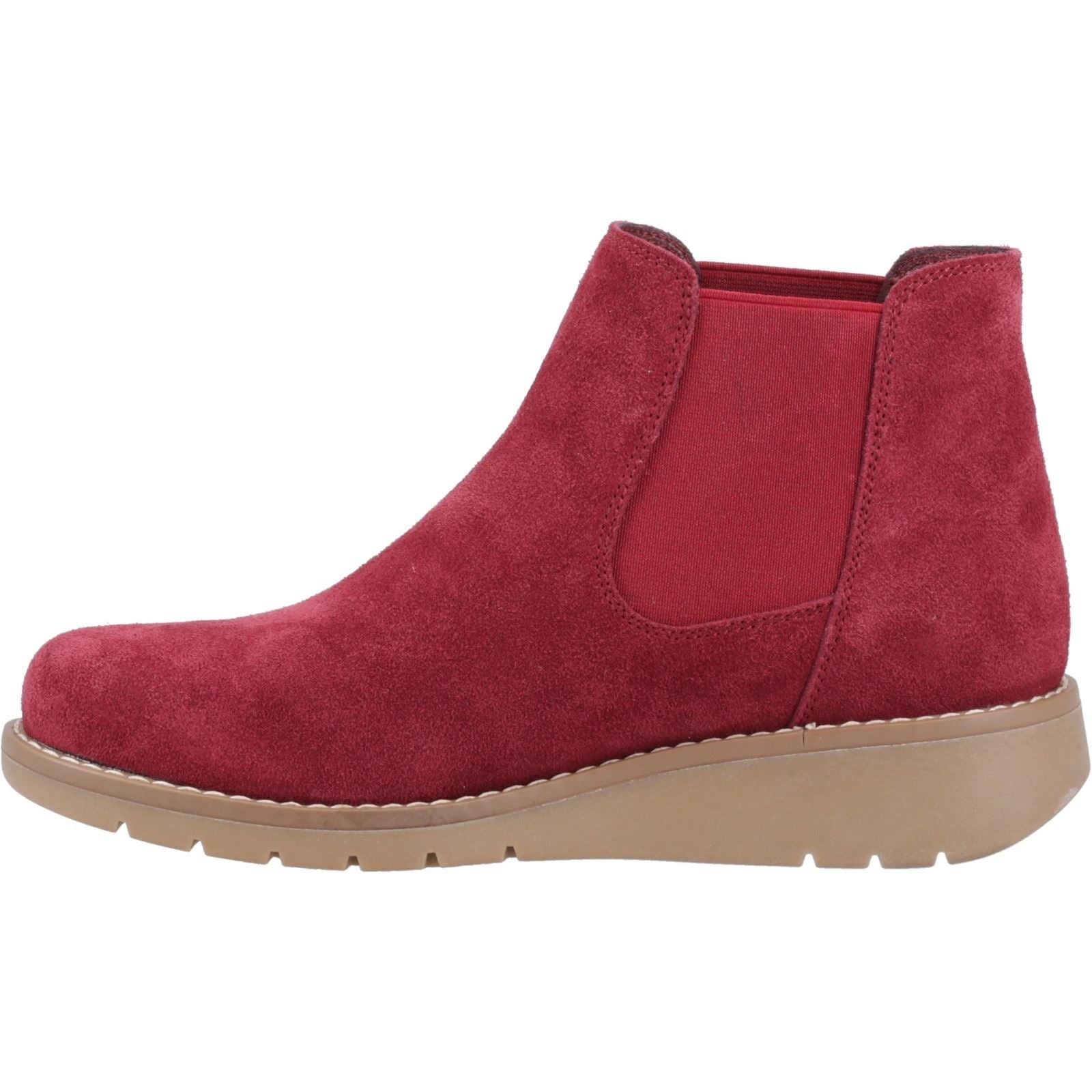 Hush Puppies Leonie Damen Chelsea Stiefeletten in Burgunderrot aus Wildleder