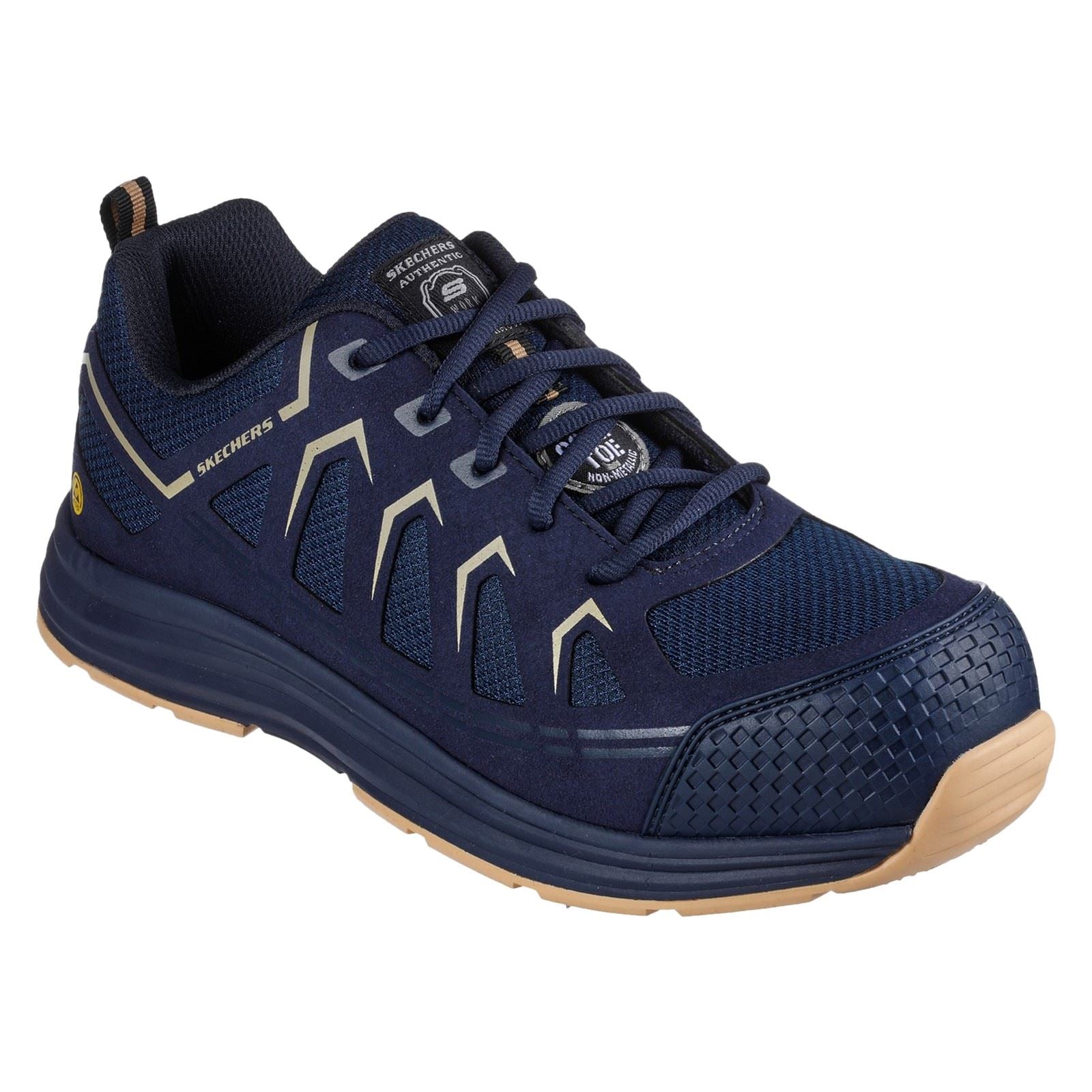 Skechers Workwear Malad II Textile Herren Sicherheits Sneaker In Marineblau/Tan