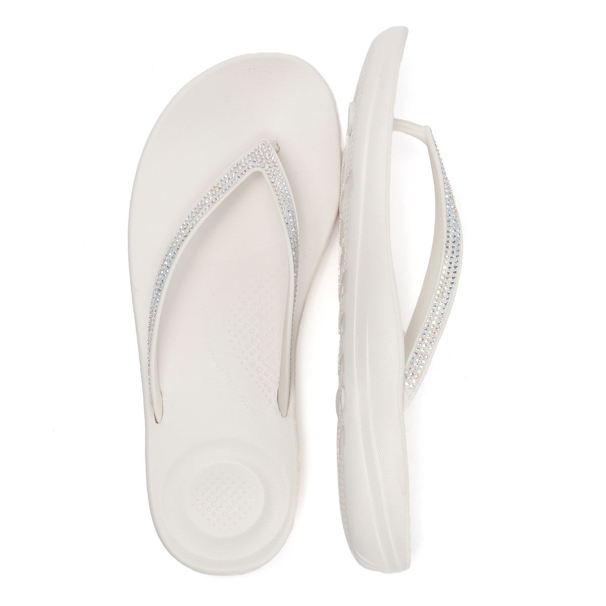 FitFlop Iqushion Sparkle Gummi Damen Weiße Flip-Flops