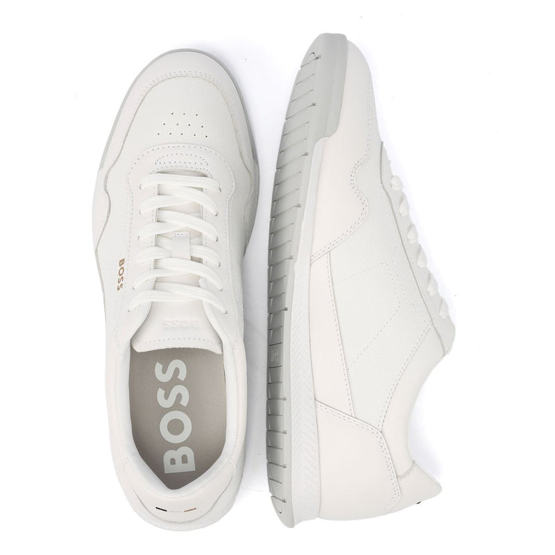 Boss Titanium Weiße Ledersneaker Für Herren