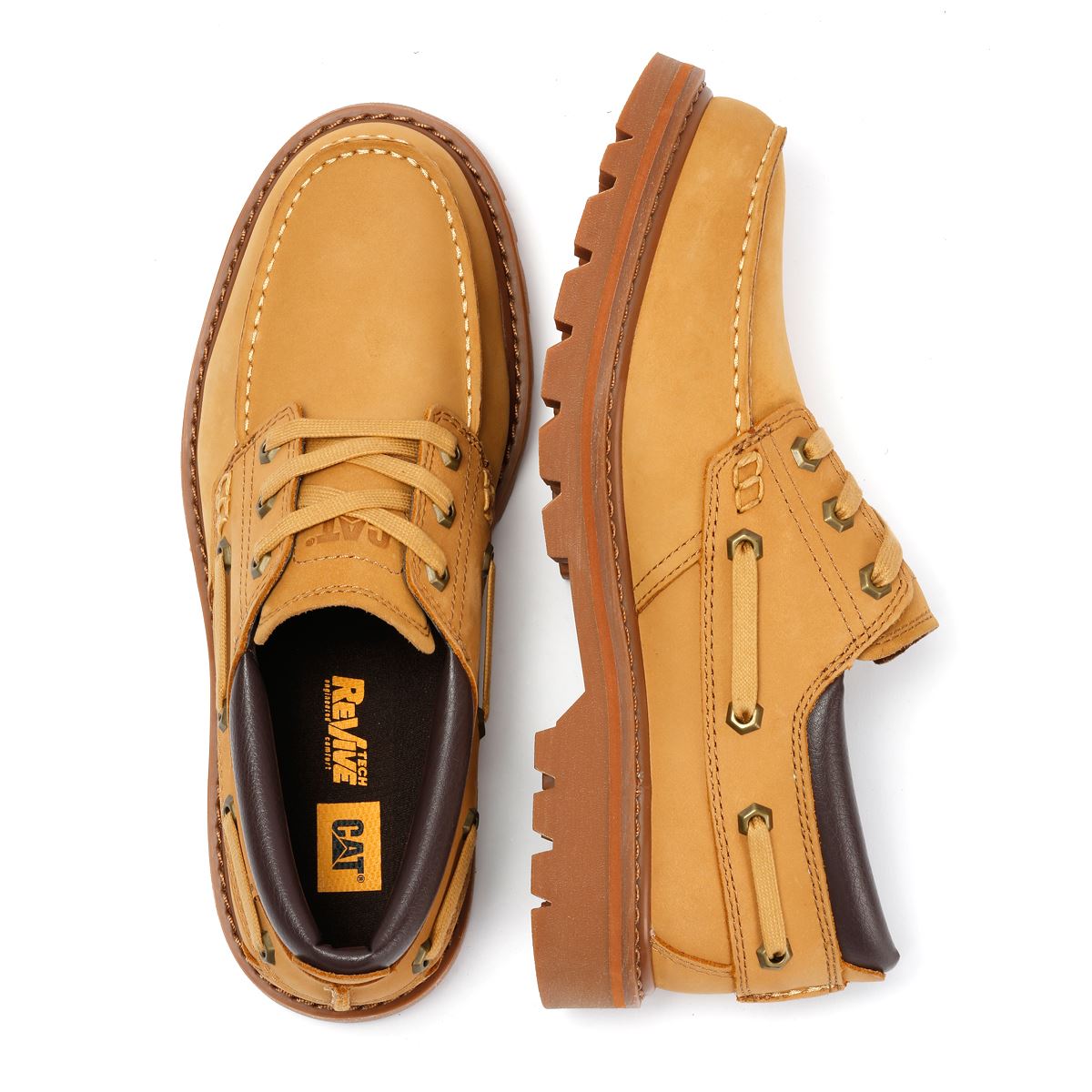 Caterpillar Colorado Boat Lo Leder Herren Gelbe Schnürschuhe