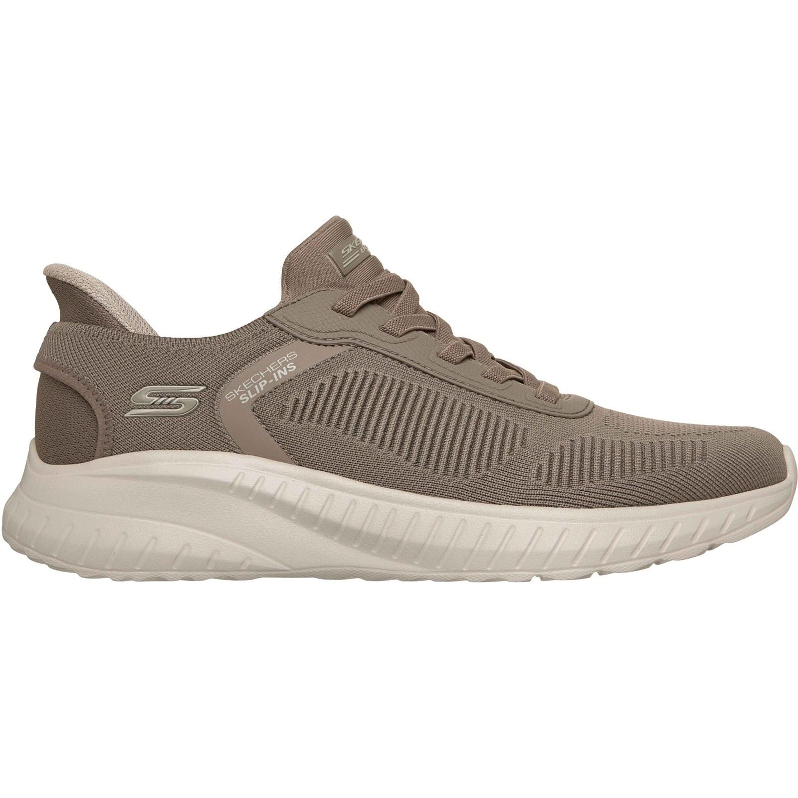 Skechers BOBS Sport Squad Chaos Solid Step Textil Herren Dunkel Taupe Sneakers